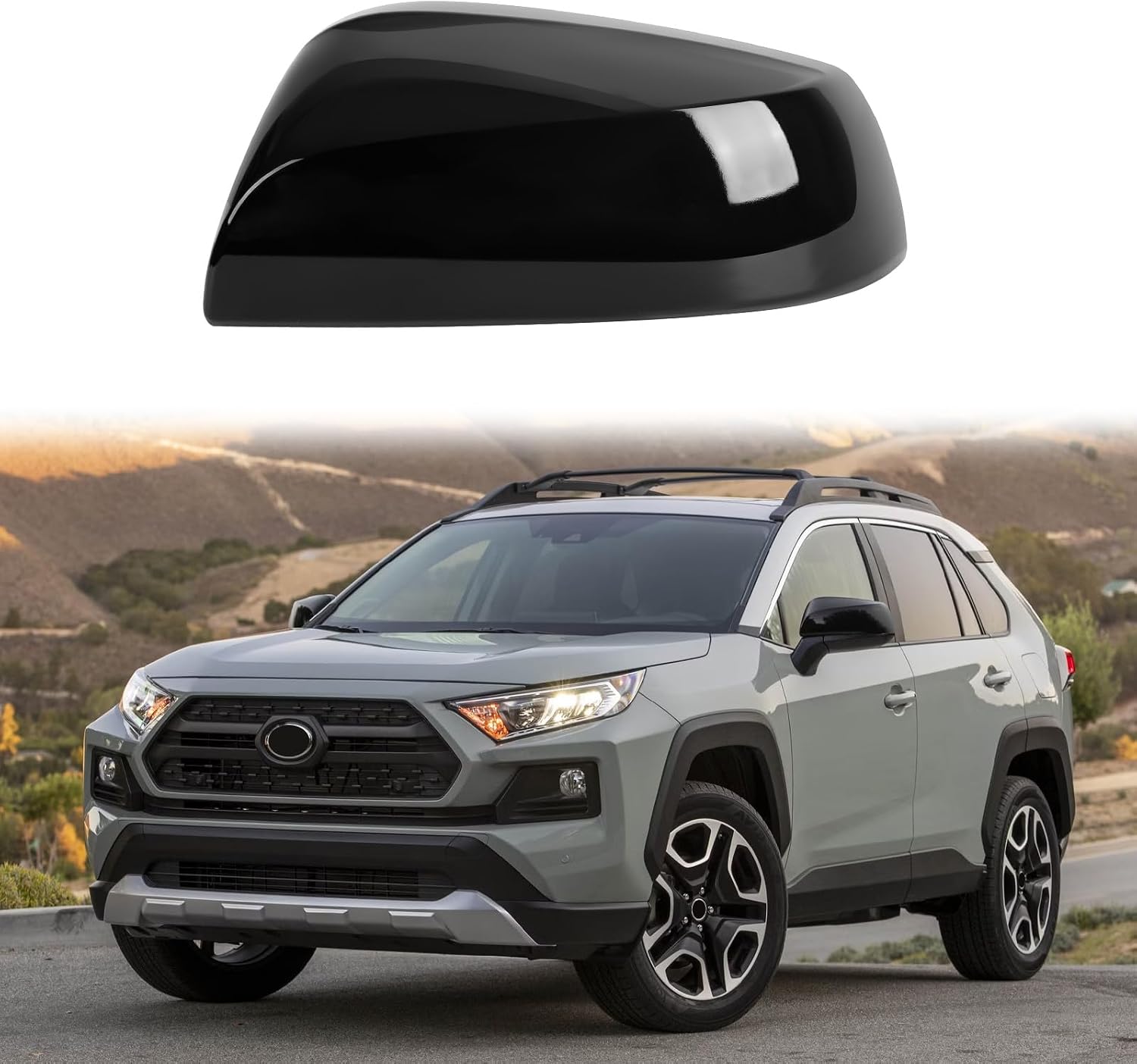 Covelta Right Mirror Cover Caps Replace for 2019-2025 Toyota RAV4 LE & LE Hybrid Without Turn Signal(Black)