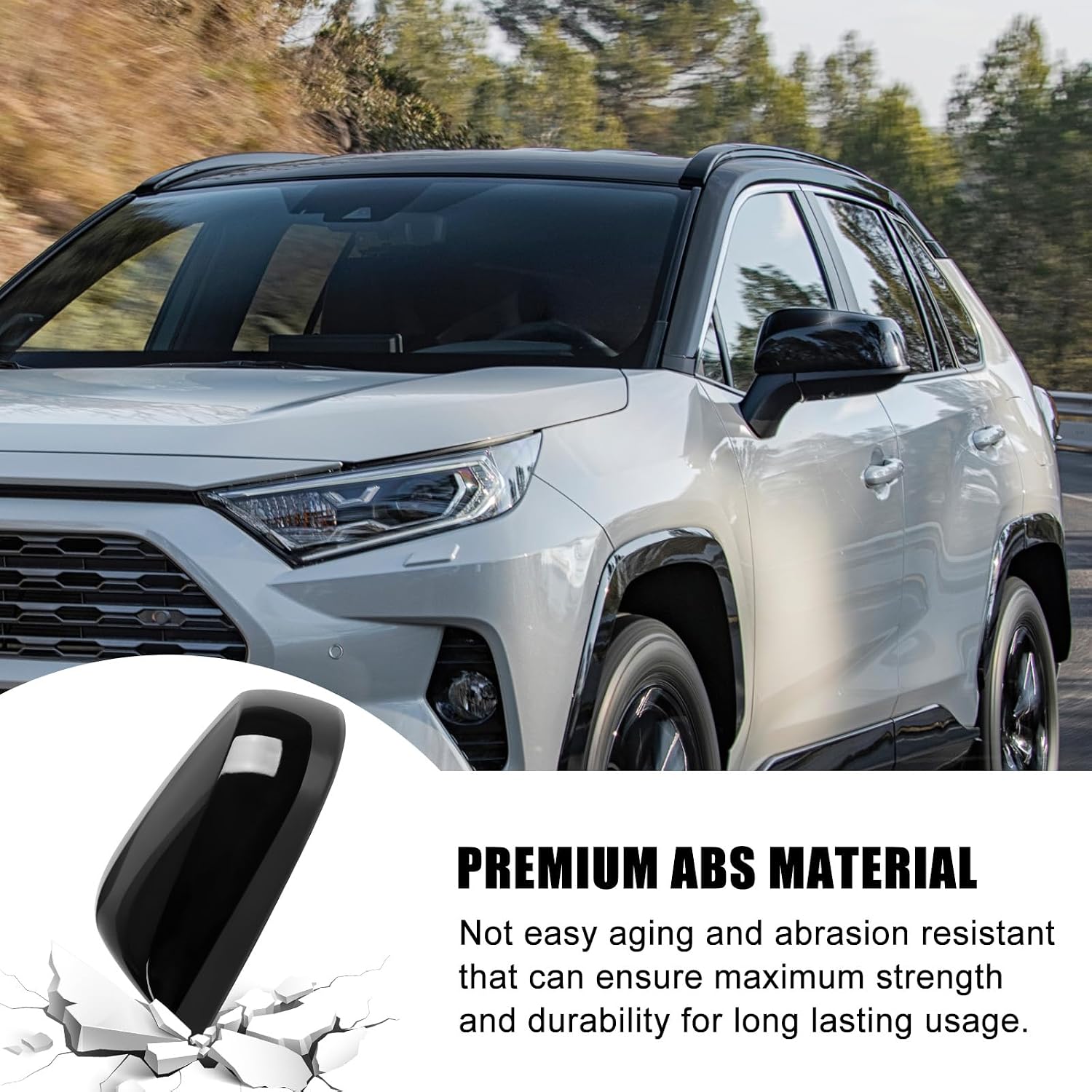 Covelta Right Mirror Cover Caps Replace for 2019-2025 Toyota RAV4 LE & LE Hybrid Without Turn Signal(Black)