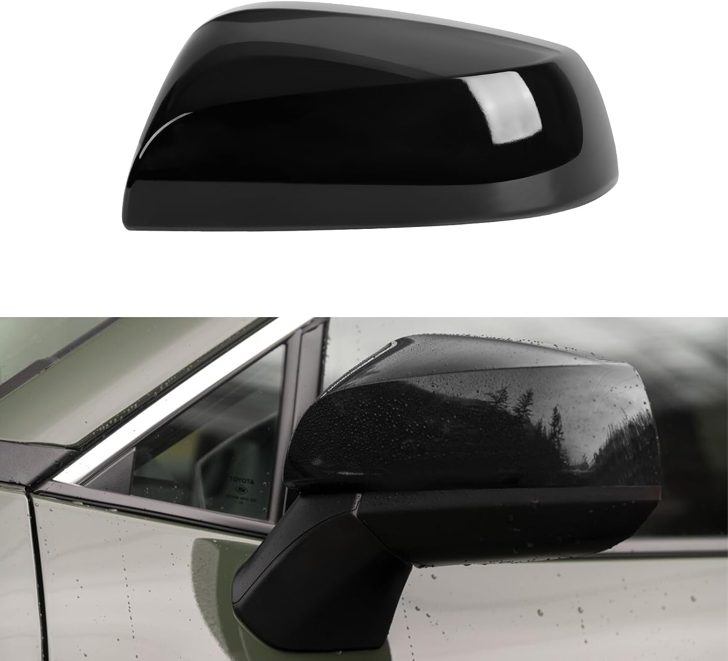 Covelta Right Mirror Cover Caps Replace for 2019-2025 Toyota RAV4 LE & LE Hybrid Without Turn Signal(Black)