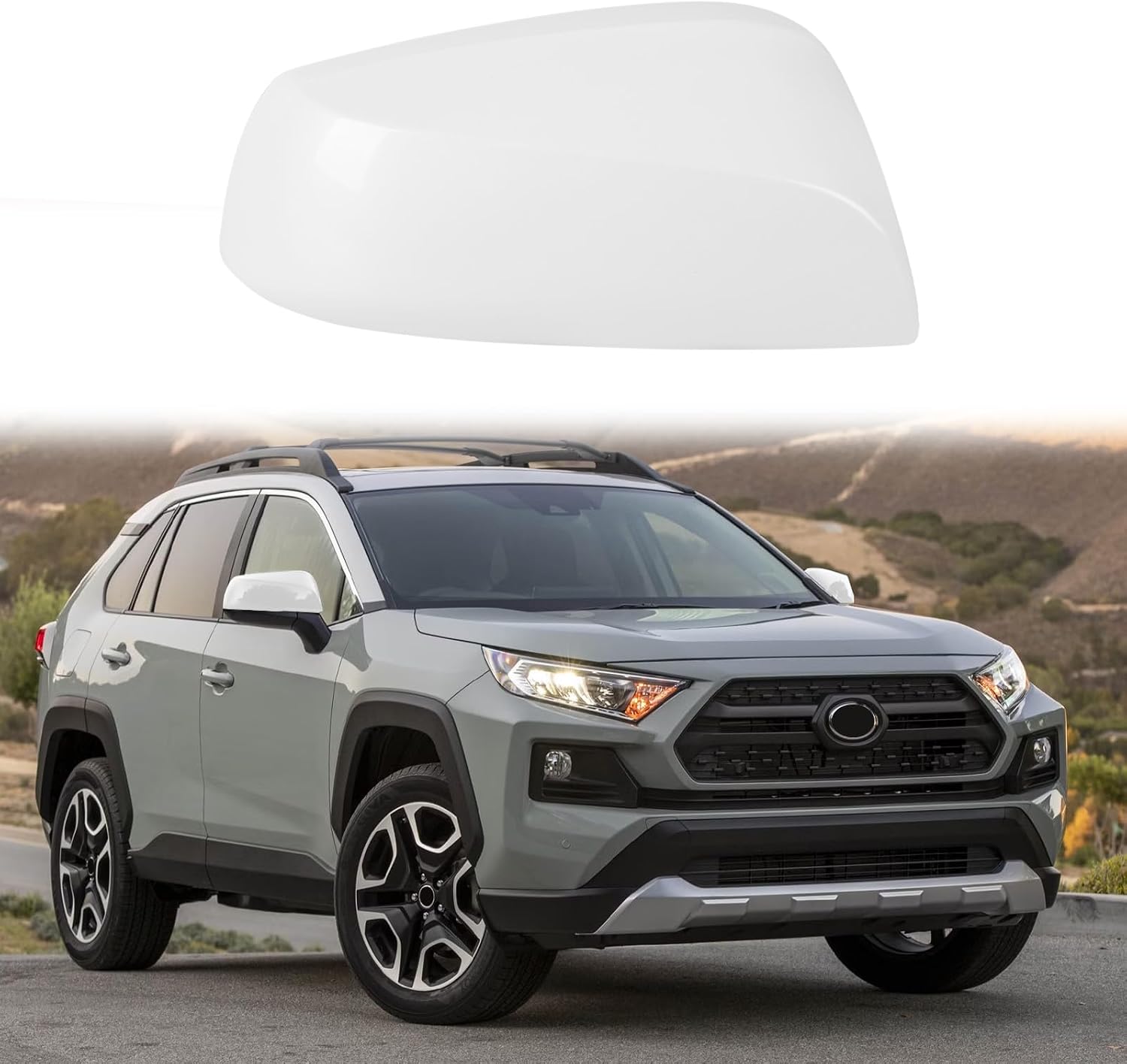 Covelta Left Mirror Cover Caps Replace for 2019-2025 Toyota RAV4 LE & LE Hybrid Without Turn Signal(White)