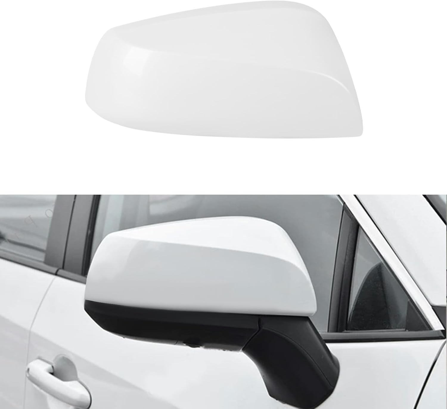 Covelta Left Mirror Cover Caps Replace for 2019-2025 Toyota RAV4 LE & LE Hybrid Without Turn Signal(White)