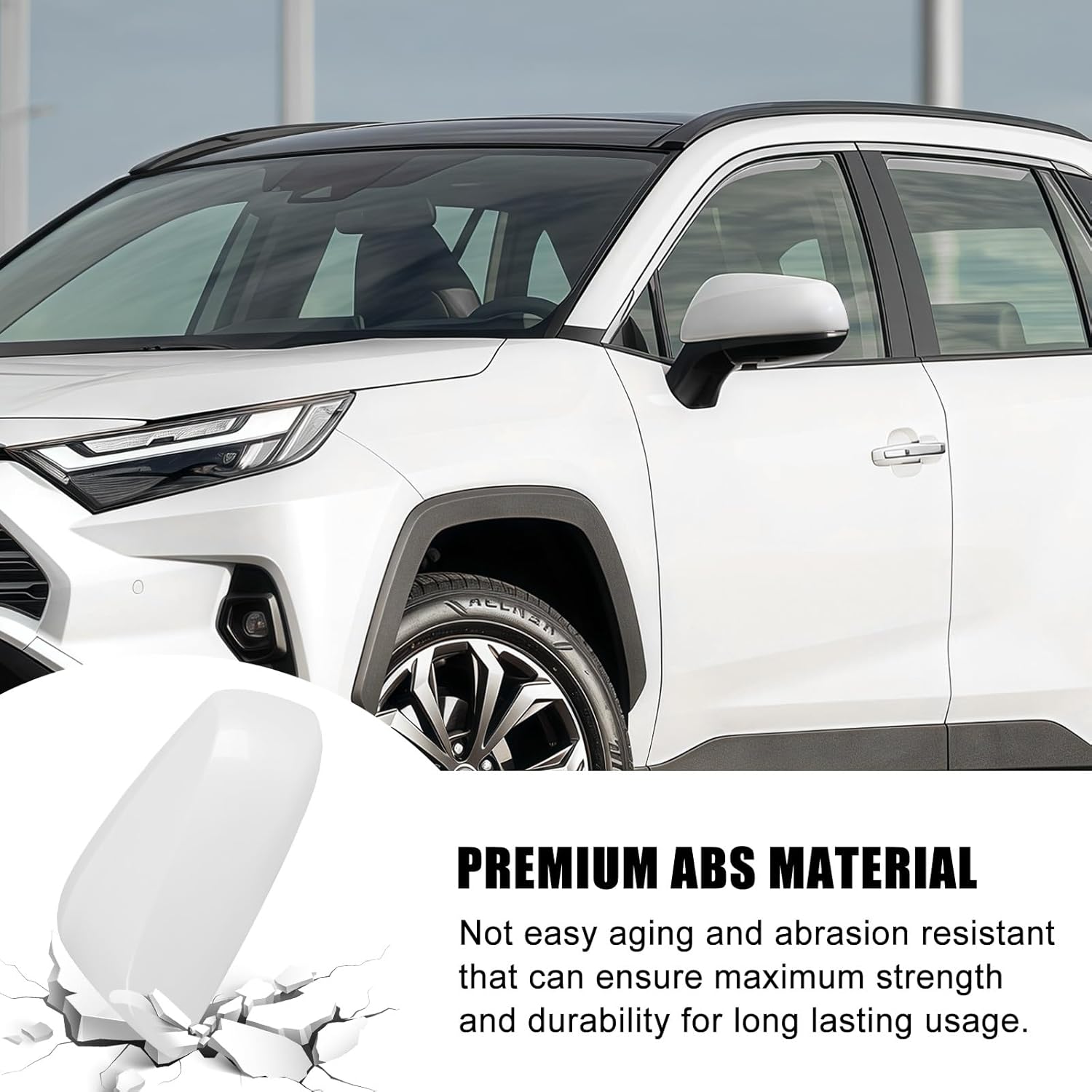 [Copy]Covelta Right Mirror Cover Caps Replace for 2019-2025 Toyota RAV4 LE & LE Hybrid Without Turn Signal(White)