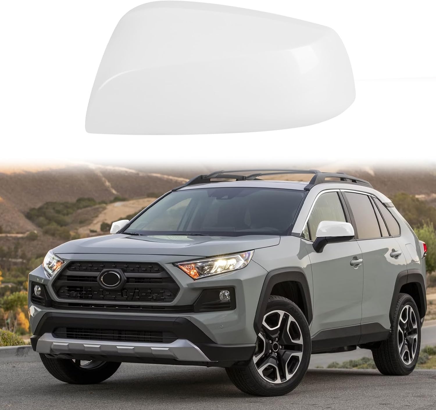 [Copy]Covelta Right Mirror Cover Caps Replace for 2019-2025 Toyota RAV4 LE & LE Hybrid Without Turn Signal(White)