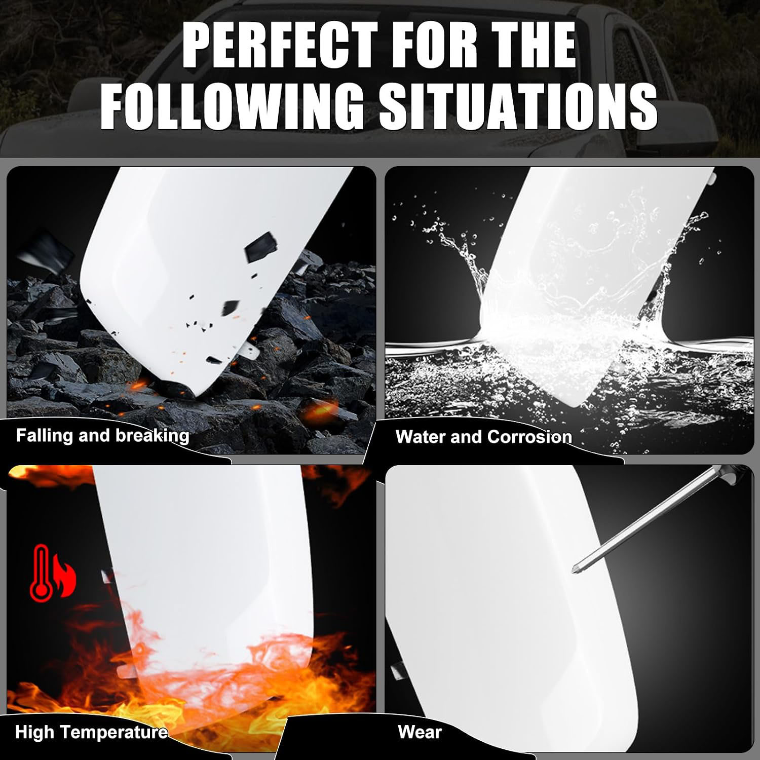 Covelta Mirror Cover Caps Replace for 2015-2022 Chevy Colorado & GMC Canyon（White）