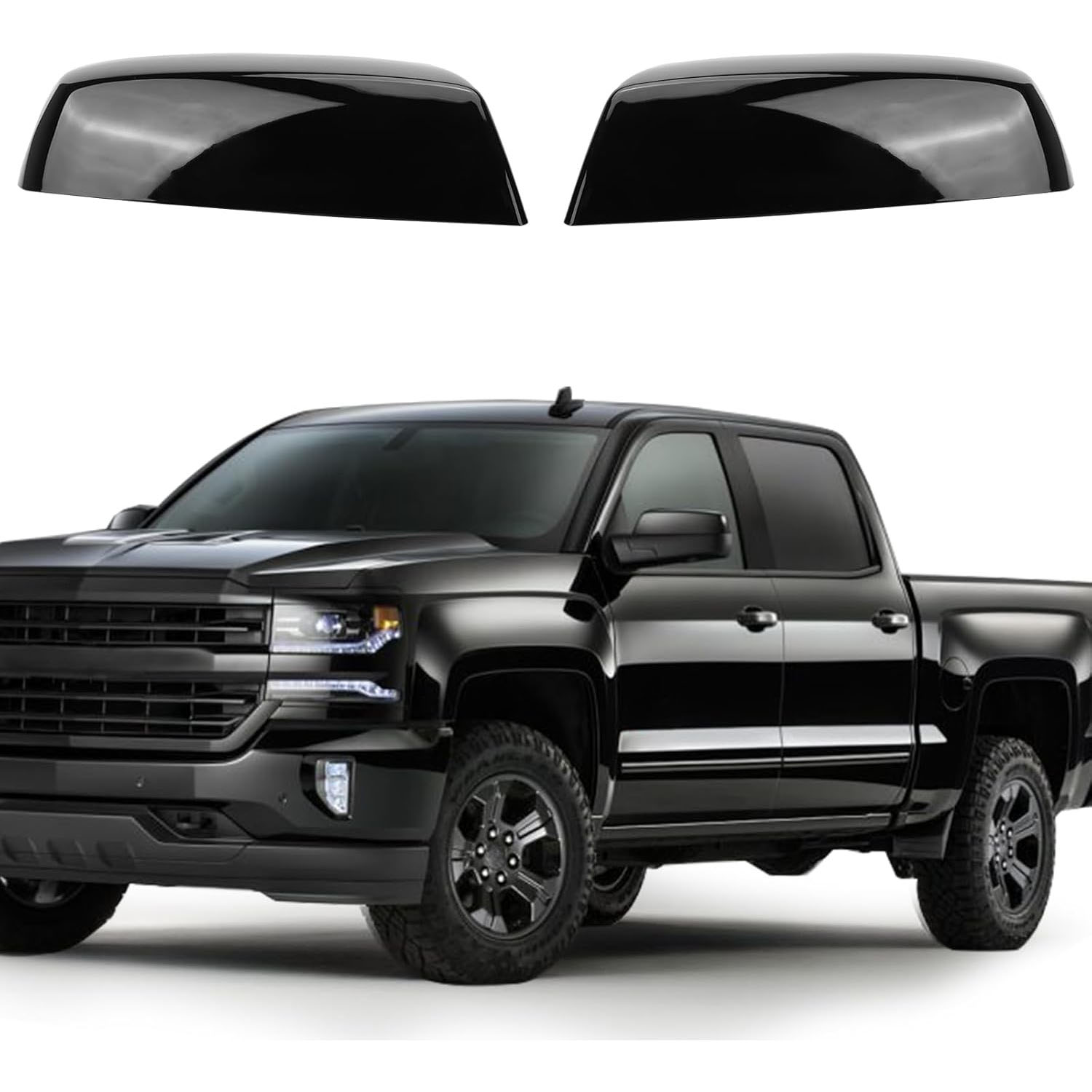 [Copy]Covelta Top Half Mirror Cover Caps Replace for 2014-2018 Chevy Silverado 1500 & GMC Sierra 1500 , 2015-2019 2500HD 3500HD（Black）
