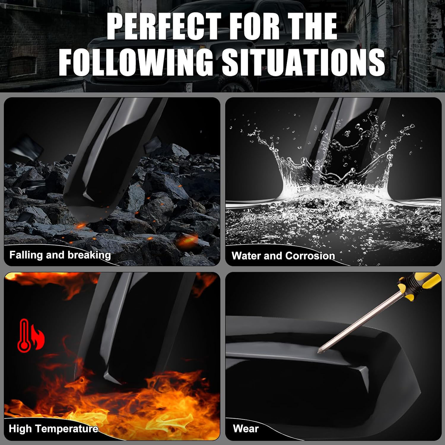 [Copy]Covelta Top Half Mirror Cover Caps Replace for 2014-2018 Chevy Silverado 1500 & GMC Sierra 1500 , 2015-2019 2500HD 3500HD（Black）