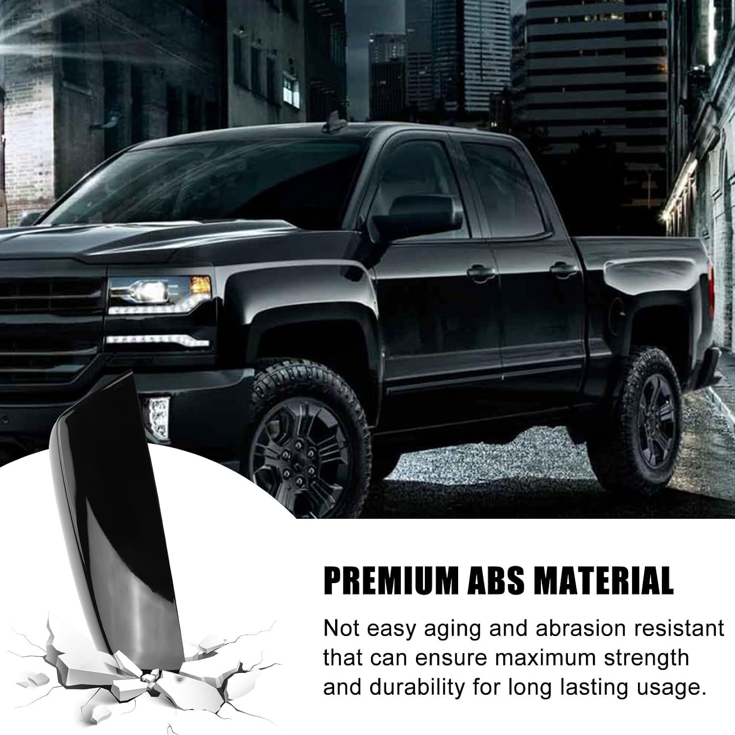 [Copy]Covelta Top Half Mirror Cover Caps Replace for 2014-2018 Chevy Silverado 1500 & GMC Sierra 1500 , 2015-2019 2500HD 3500HD（Black）
