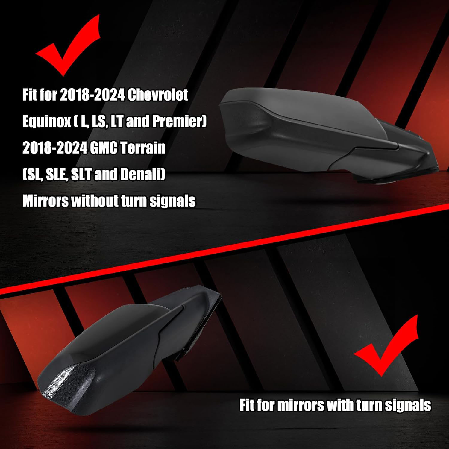Covelta Mirror Cover Caps Replace for 2018-2024 Chevy Equinox & GMC Terrain