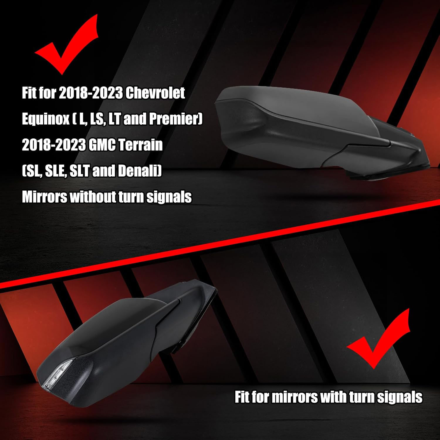 Covelta Right Mirror Cover Caps Replace for 2018-2024 Chevy Equinox & GMC Terrain