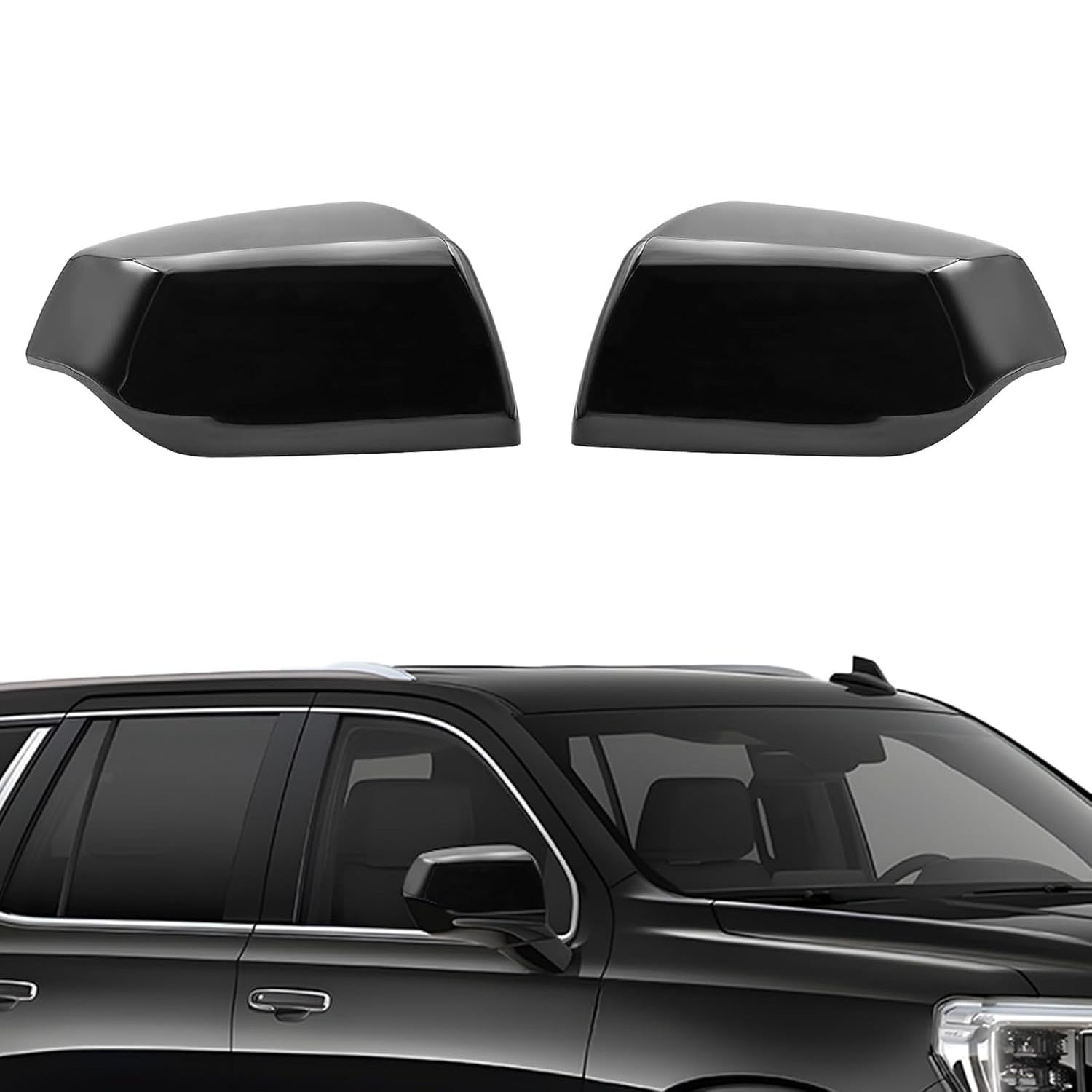 Covelta Mirror Cover Caps Replace for 2021-2025 Chevy Tahoe/Suburban, GMC Yukon/Yukon XL & Cadillac Escalade/ESV（Black）