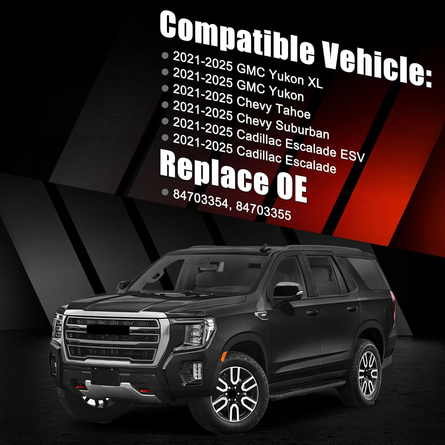 Covelta Mirror Cover Caps Replace for 2021-2025 Chevy Tahoe/Suburban, GMC Yukon/Yukon XL & Cadillac Escalade/ESV（Black）