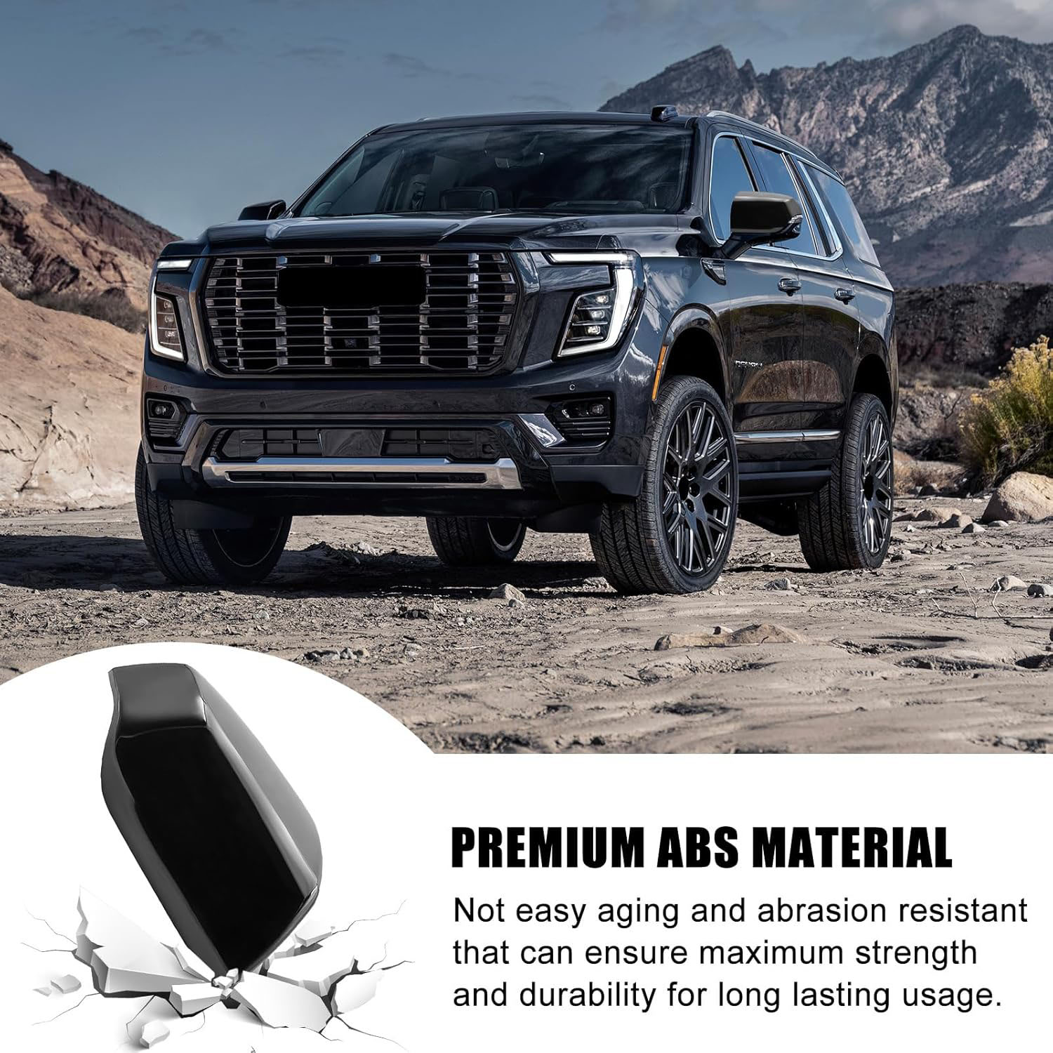 Covelta Mirror Cover Caps Replace for 2021-2025 Chevy Tahoe/Suburban, GMC Yukon/Yukon XL & Cadillac Escalade/ESV（Black）