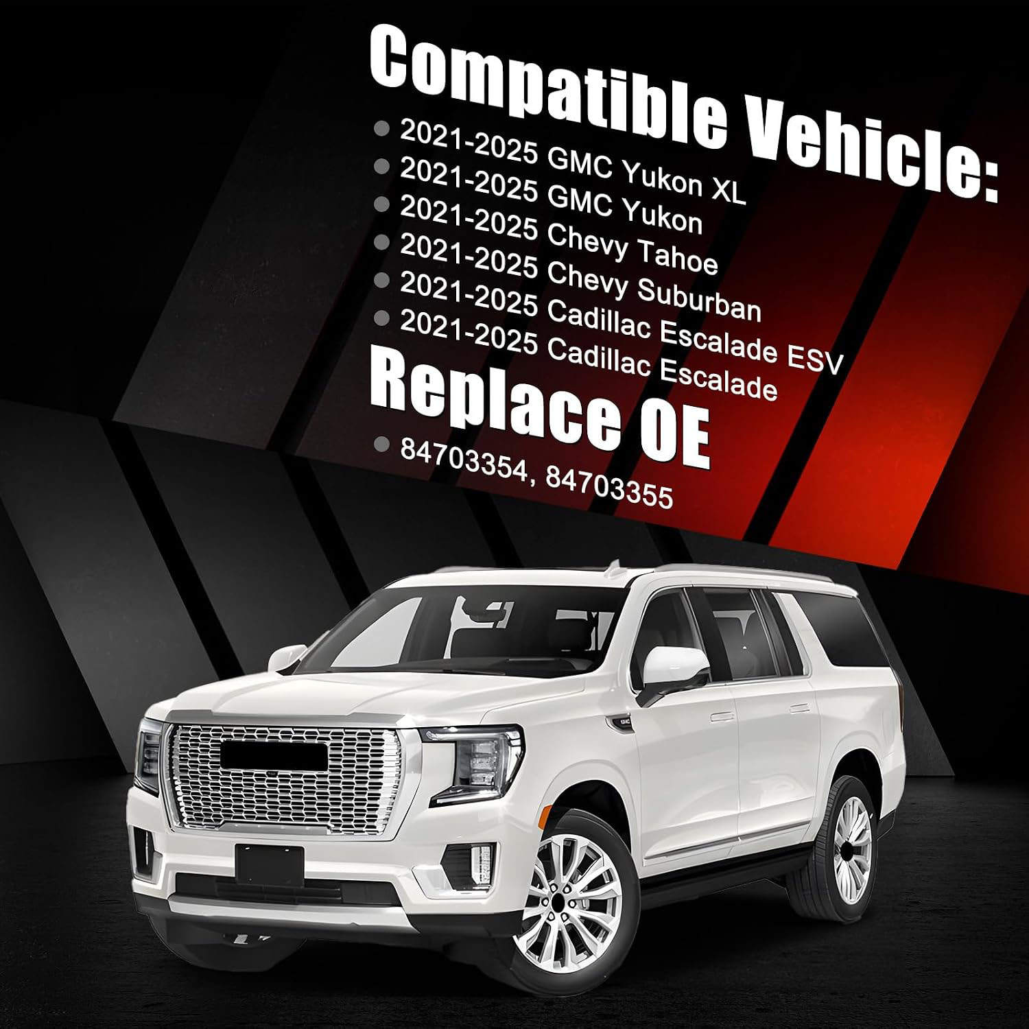 Covelta Mirror Cover Caps Replace for 2021-2025 Chevy Tahoe/Suburban, GMC Yukon/Yukon XL & Cadillac Escalade/ESV（White）