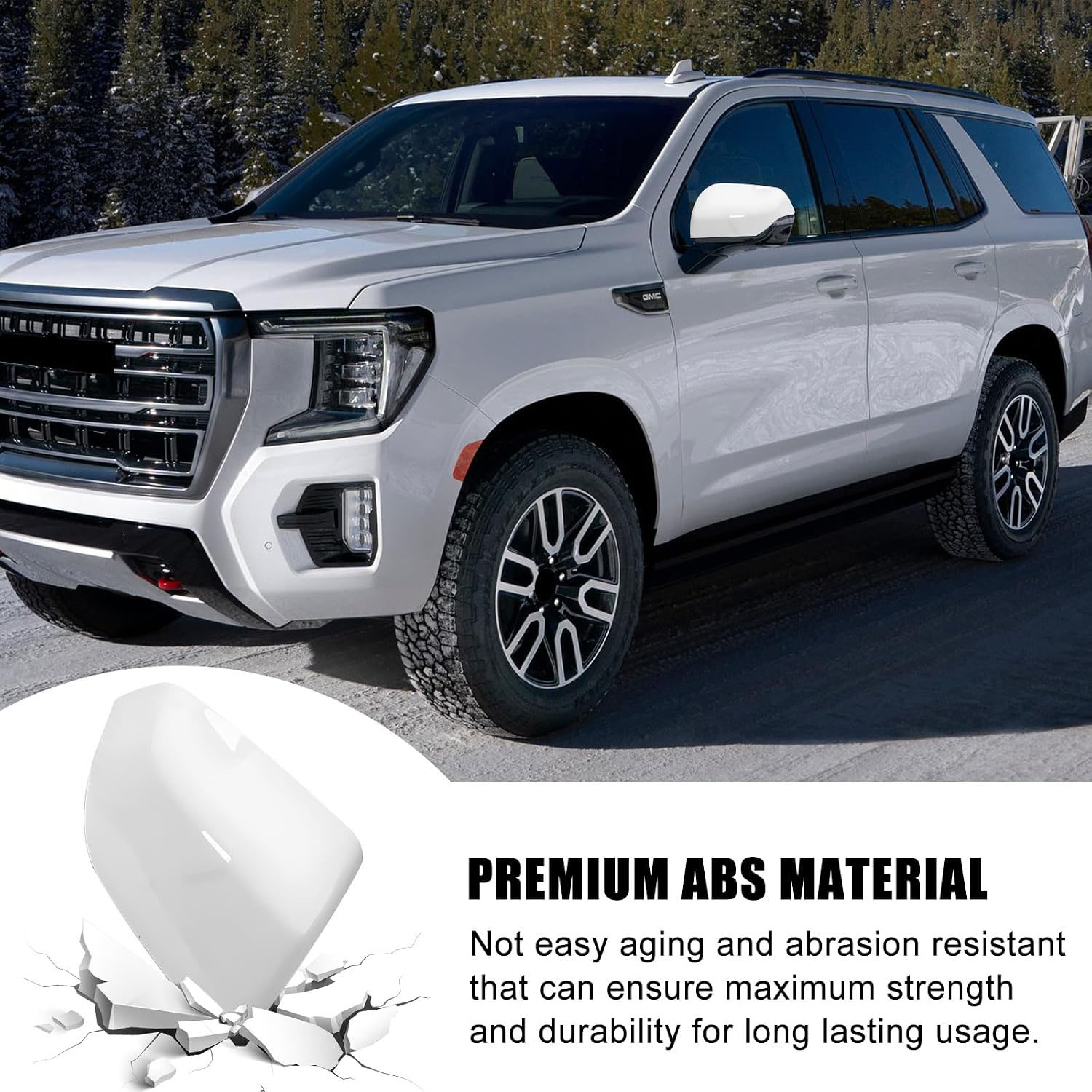 Covelta Mirror Cover Caps Replace for 2021-2025 Chevy Tahoe/Suburban, GMC Yukon/Yukon XL & Cadillac Escalade/ESV（White）