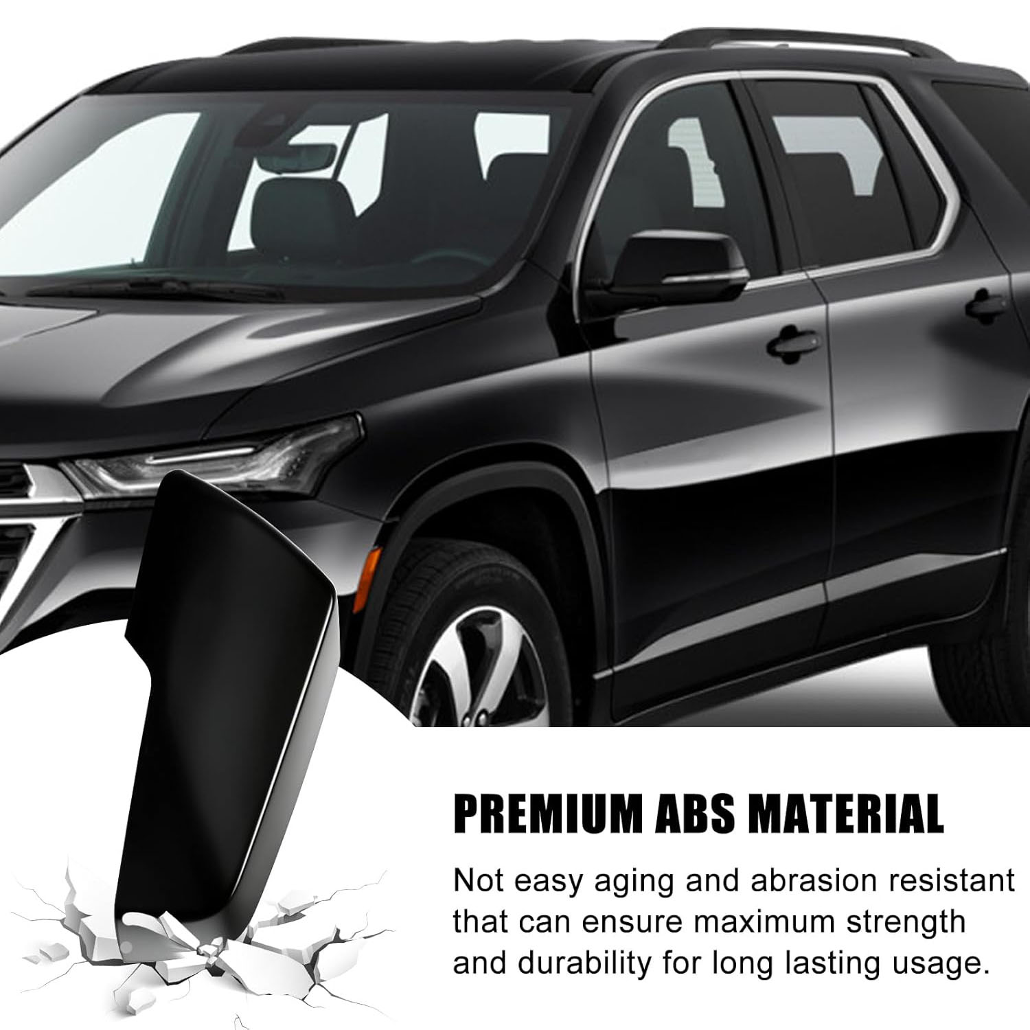 Covelta Left Mirror Cover Cap Replace for 2018-2024 Chevy Traverse & 2020-2023 GMC Acadia (Black)