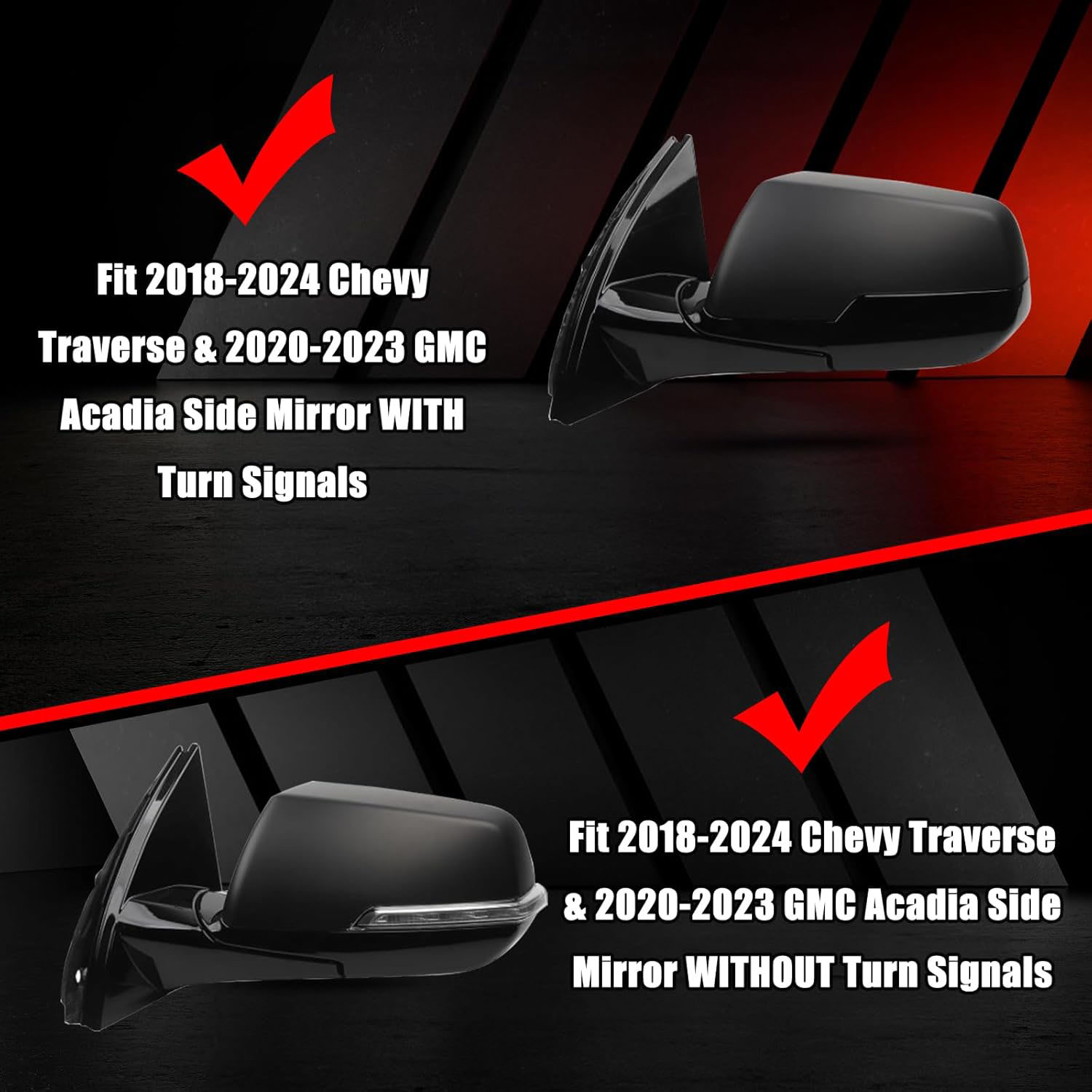 Covelta Left Mirror Cover Cap Replace for 2018-2024 Chevy Traverse & 2020-2023 GMC Acadia (Black)