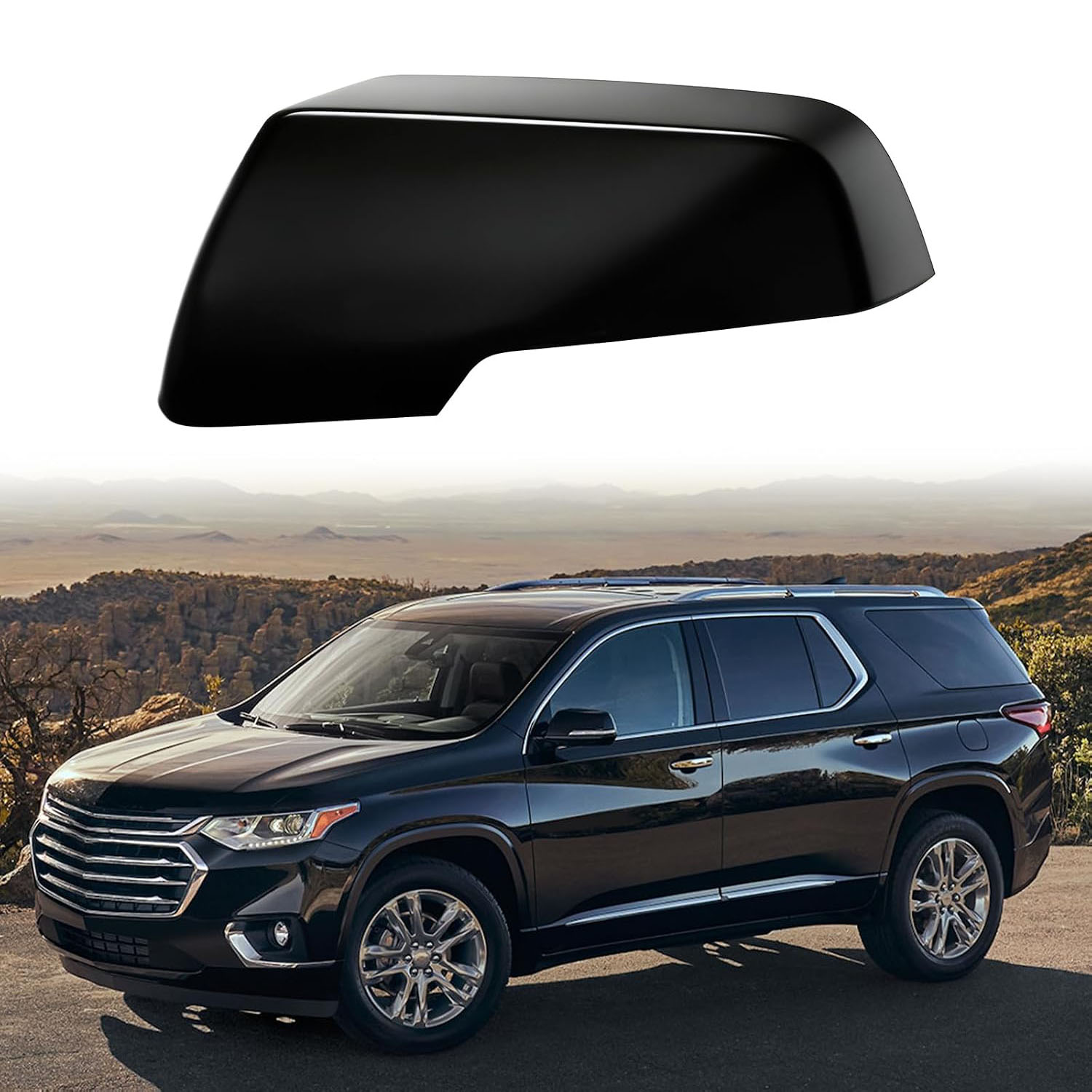 Covelta Left Mirror Cover Cap Replace for 2018-2024 Chevy Traverse & 2020-2023 GMC Acadia (Black)