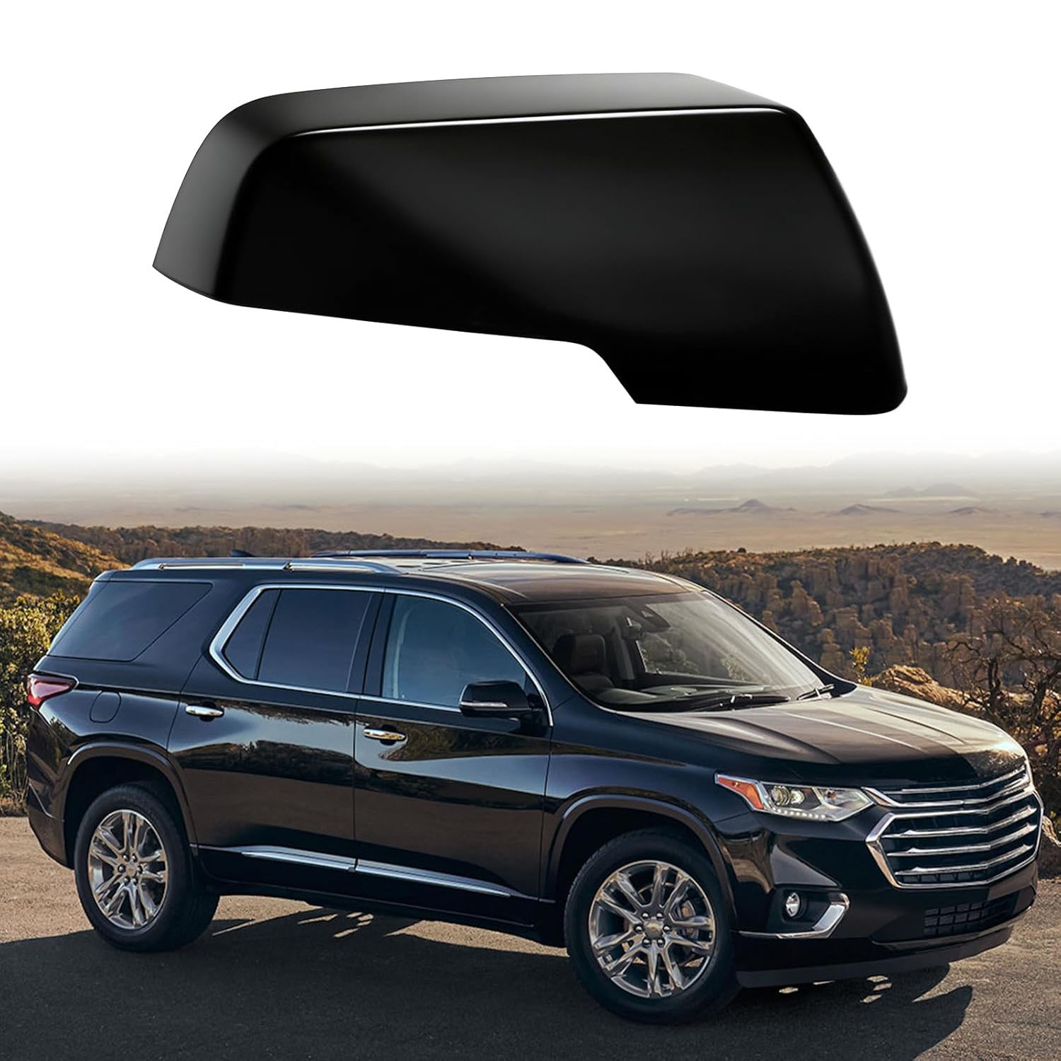 Covelta Right Mirror Cover Cap Replace for 2018-2024 Chevy Traverse & 2020-2023 GMC Acadia (Black)