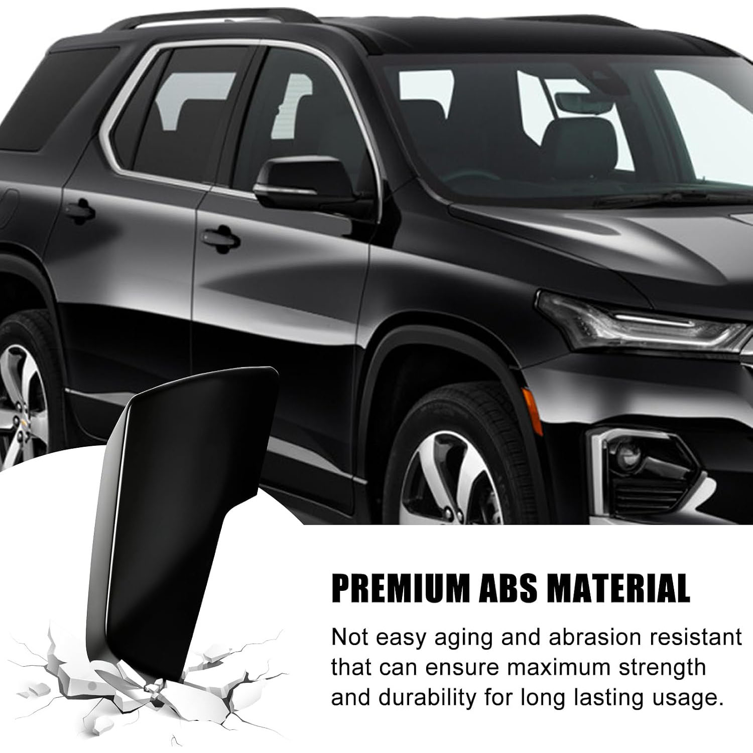 Covelta Right Mirror Cover Cap Replace for 2018-2024 Chevy Traverse & 2020-2023 GMC Acadia (Black)