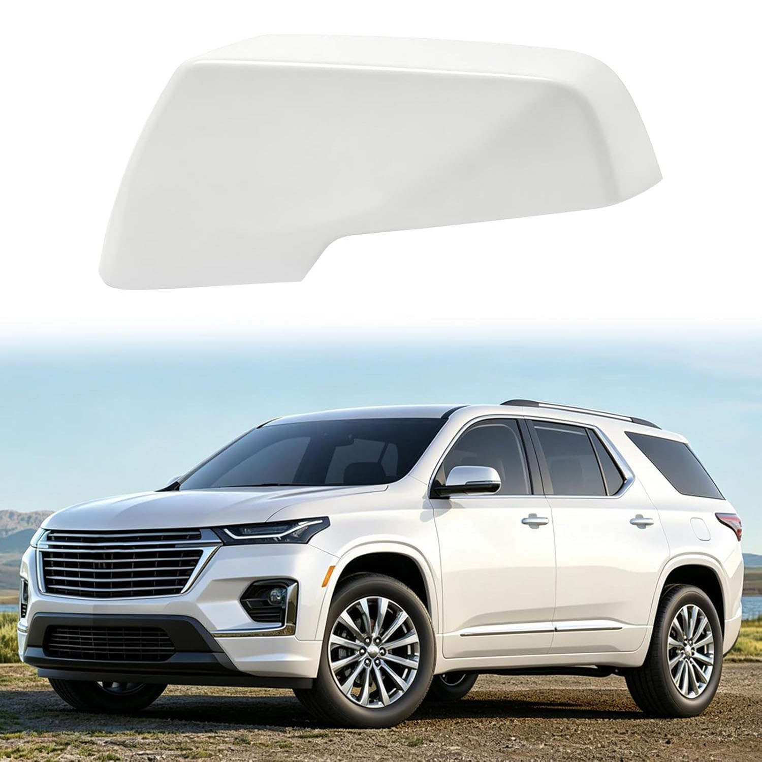 Covelta Left Mirror Cover Replace for 2018-2024 Chevy Traverse & 2020-2023 GMC Acadia (White)