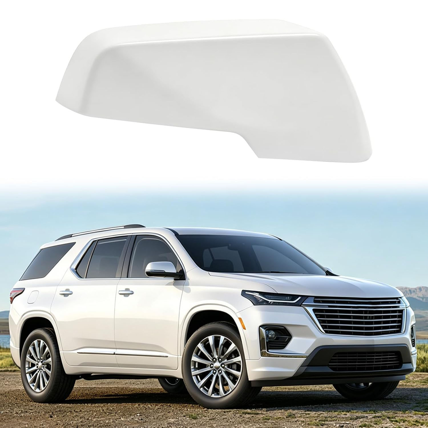 Covelta Right Mirror Cover Replace for 2018-2024 Chevy Traverse & 2020-2023 GMC Acadia (White)