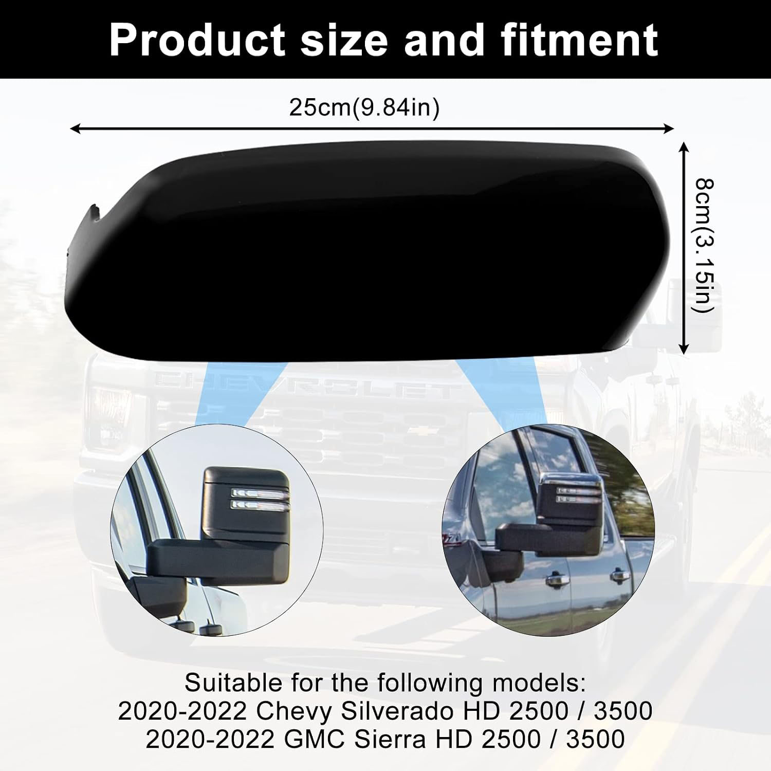 Covelta Mirror Cover Caps Replace for 2020-2025 Chevy Silverado/GMC Sierra 2500HD 3500HD