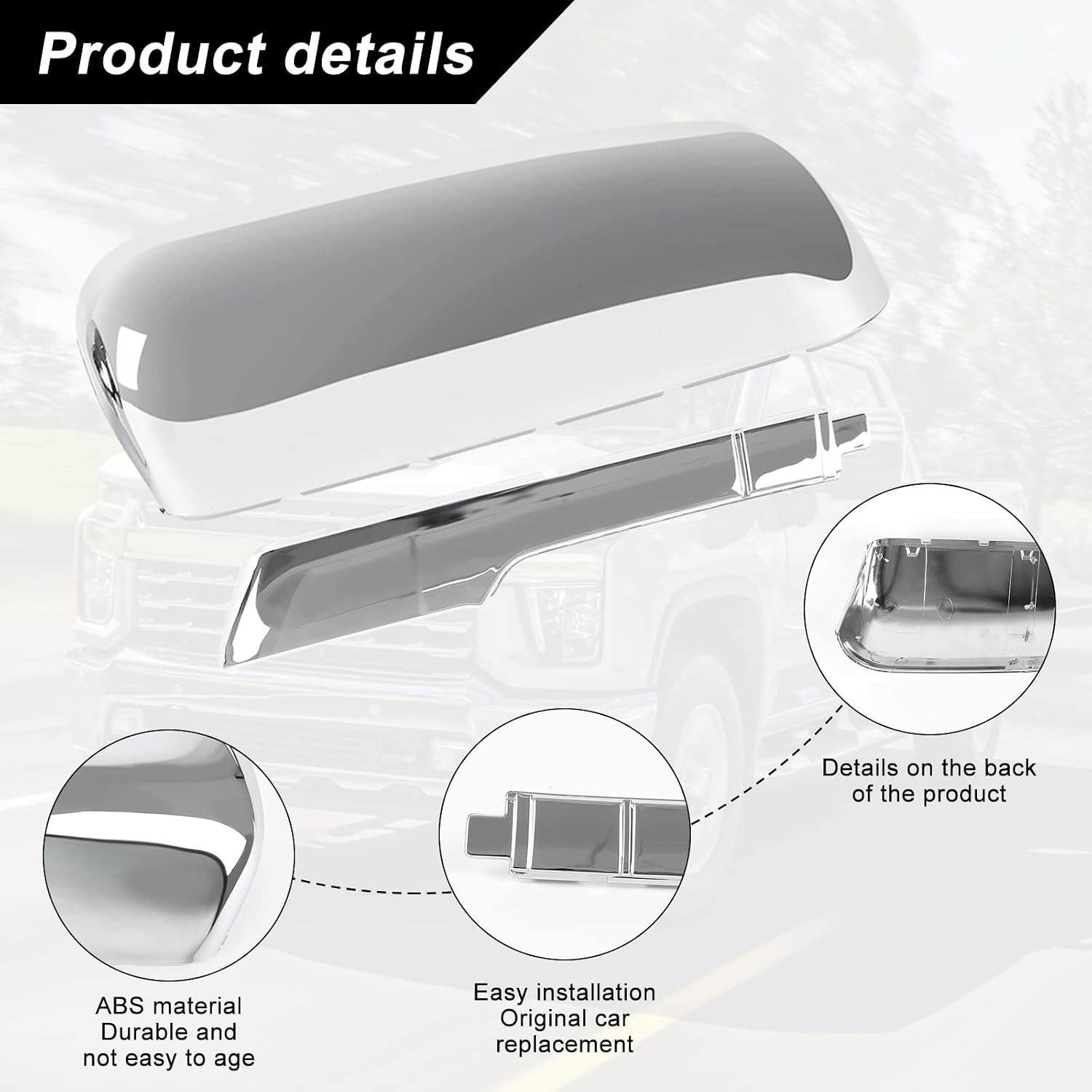 Covelta Mirror Cover Caps Replace for 2020-2025 Chevy Silverado/GMC Sierra 2500HD 3500HD(Chrome)
