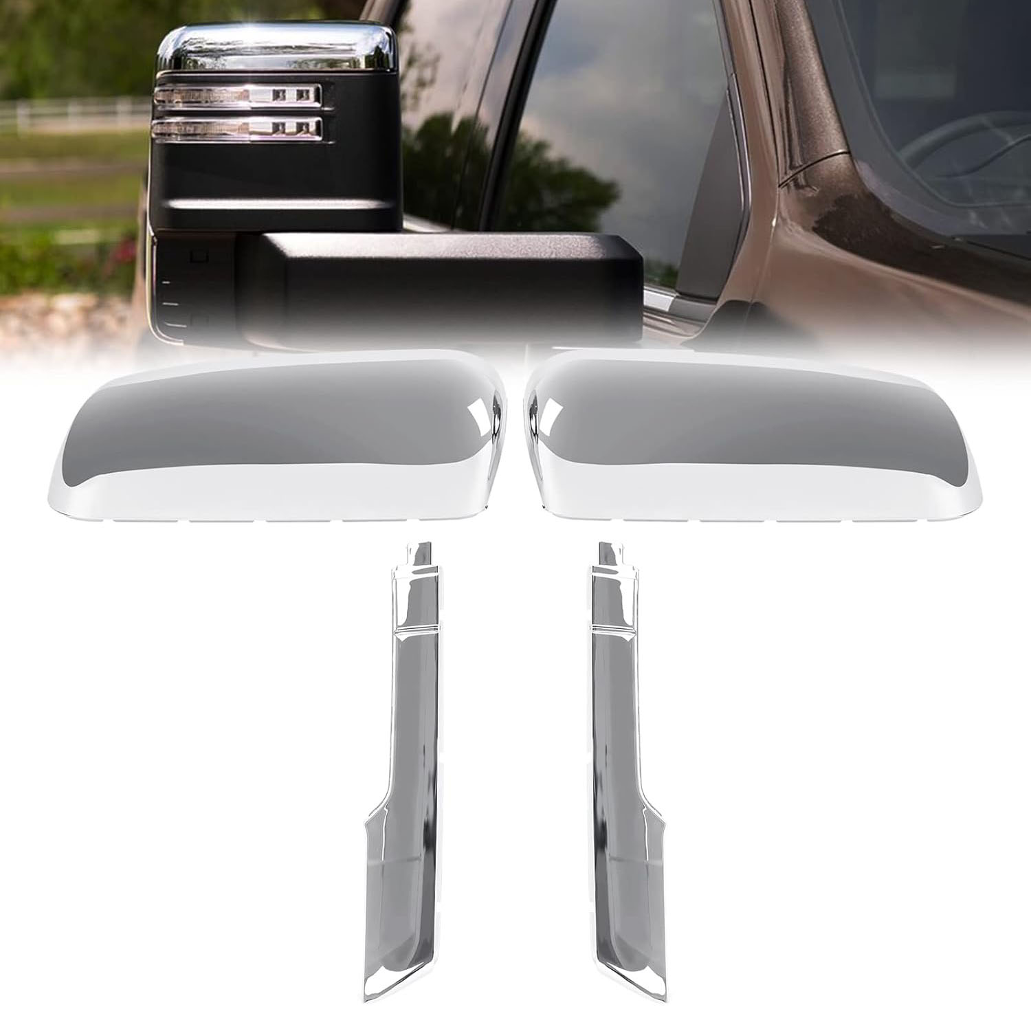 Covelta Mirror Cover Caps Replace for 2020-2025 Chevy Silverado/GMC Sierra 2500HD 3500HD(Chrome)