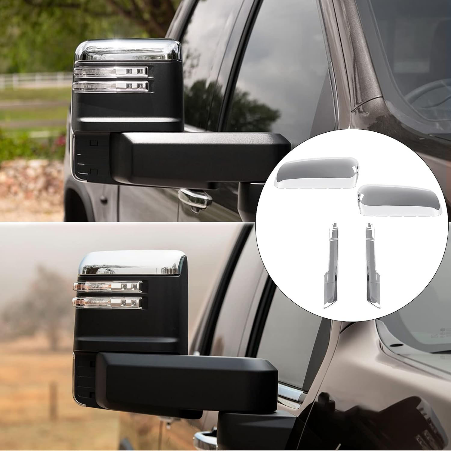 Covelta Mirror Cover Caps Replace for 2020-2025 Chevy Silverado/GMC Sierra 2500HD 3500HD(Chrome)