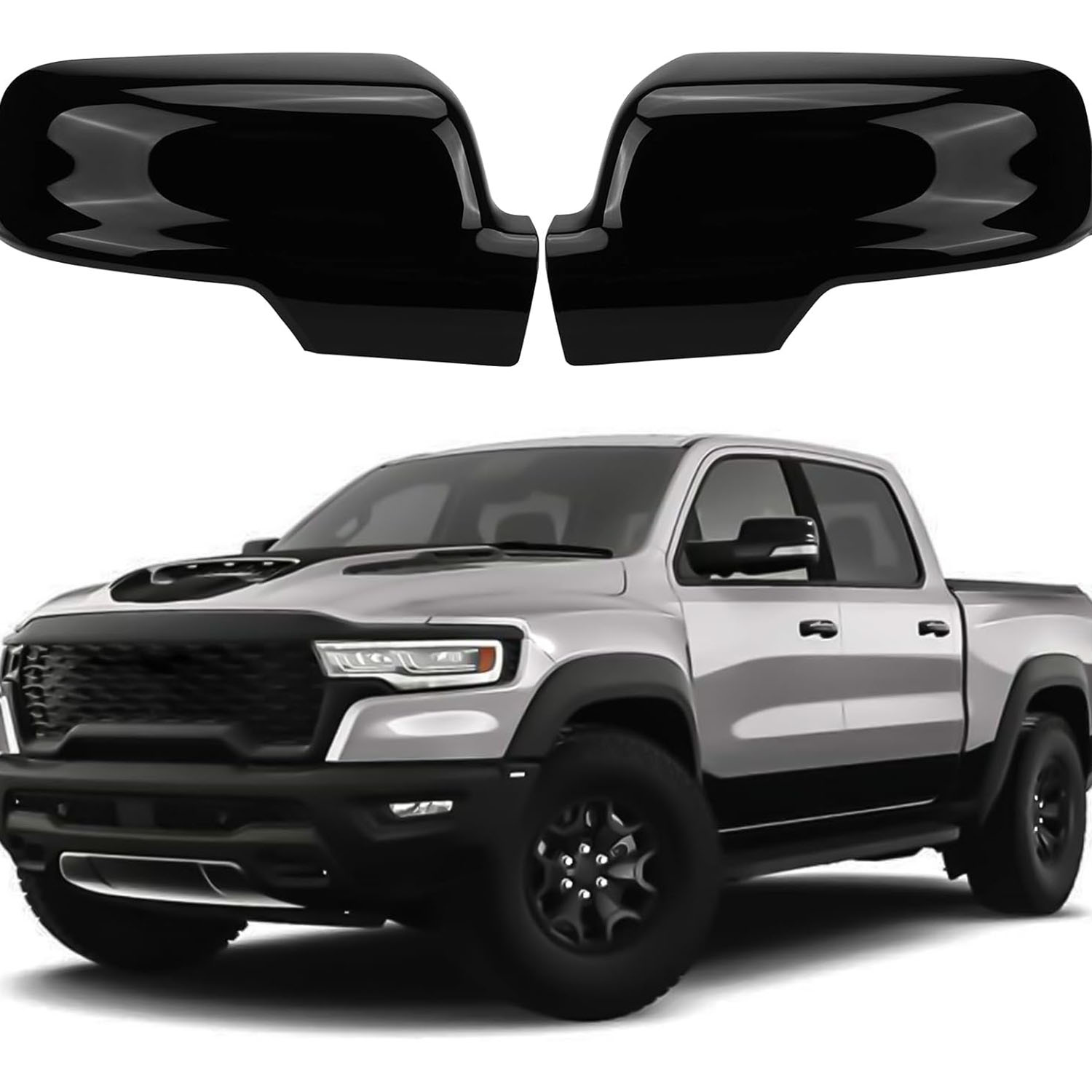 Covelta Mirror Cover Caps Replace for 2019-2025 Dodge Ram 1500 with Turn Signal(Black)