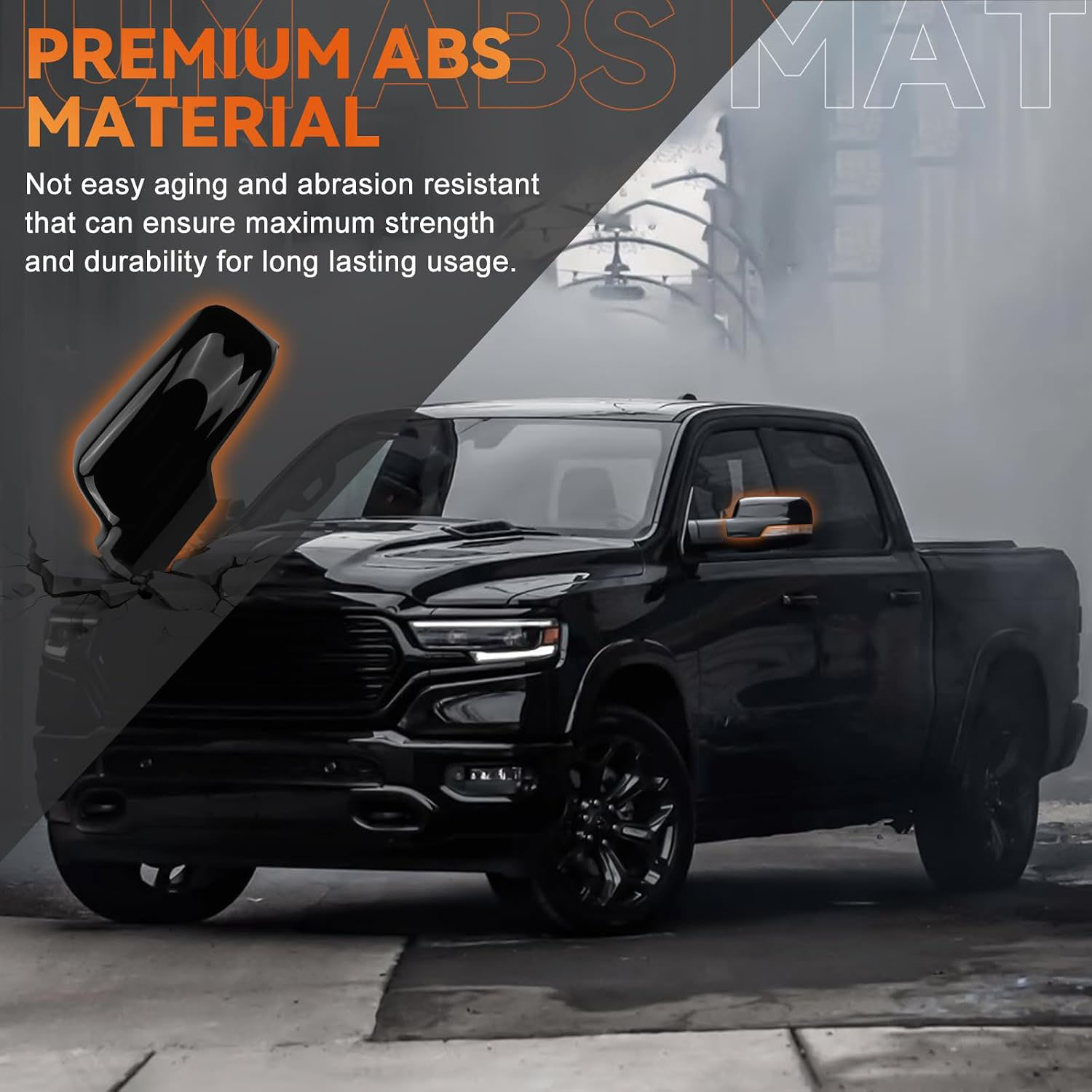 Covelta Mirror Cover Caps Replace for 2019-2025 Dodge Ram 1500 with Turn Signal(Black)
