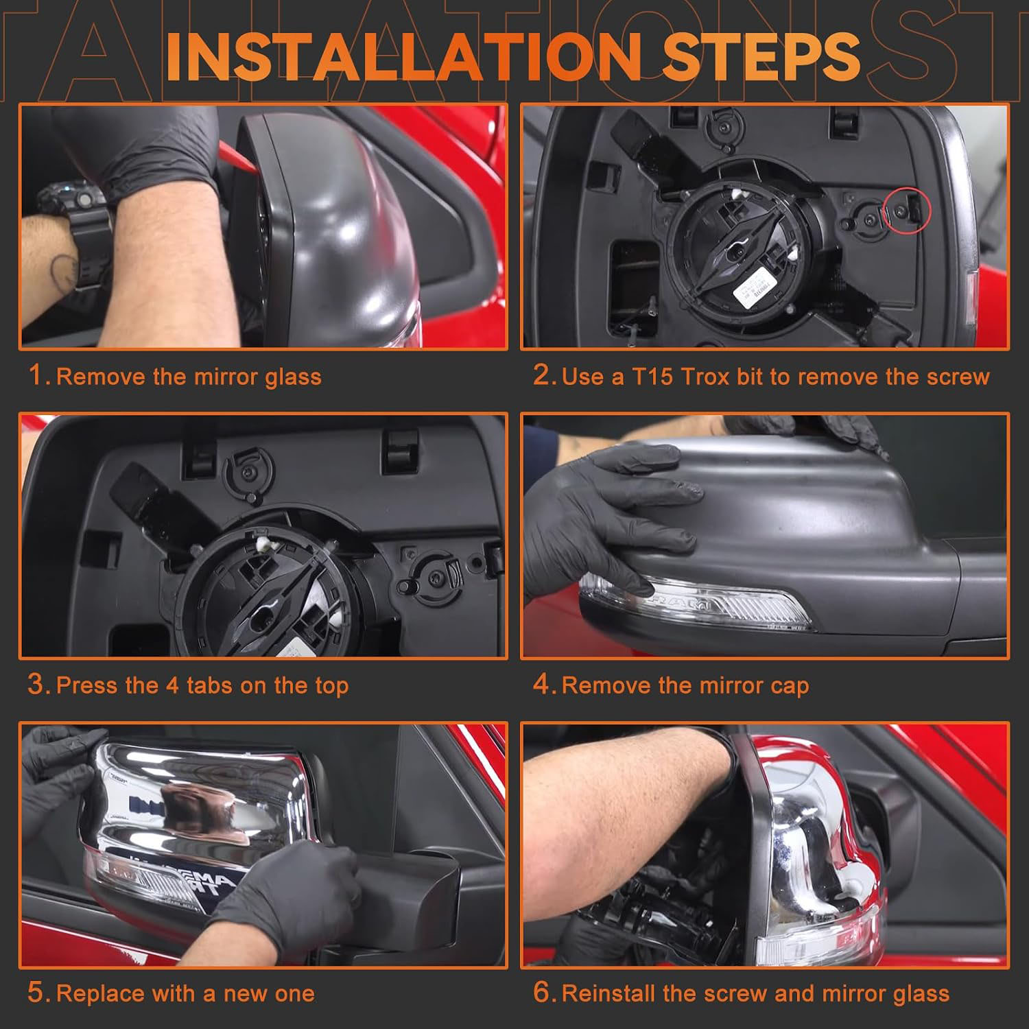Covelta Mirror Cover Caps Replace for 2019-2025 Dodge Ram 1500 with Turn Signal(Chrome)