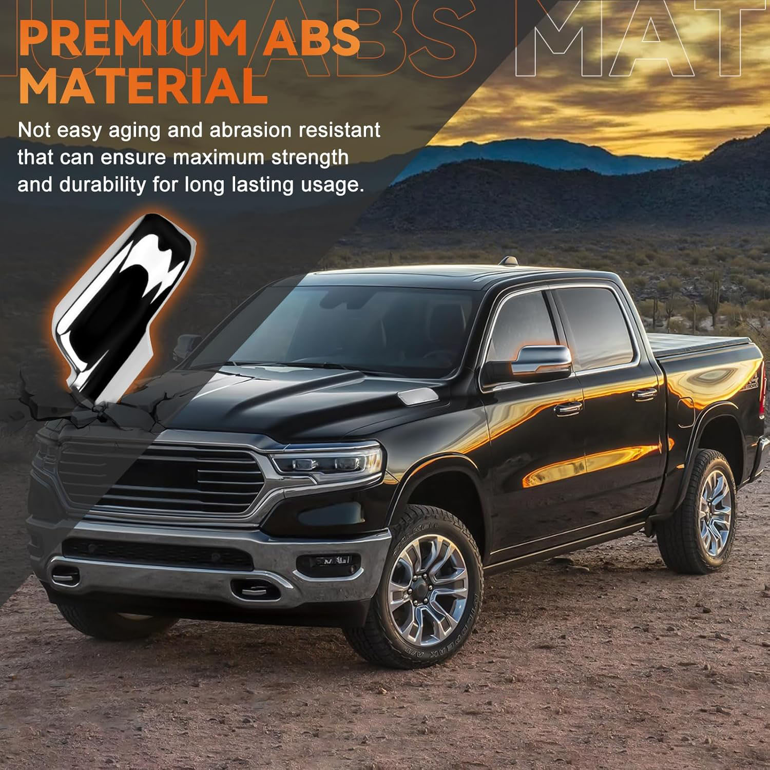 Covelta Mirror Cover Caps Replace for 2019-2025 Dodge Ram 1500 with Turn Signal(Chrome)