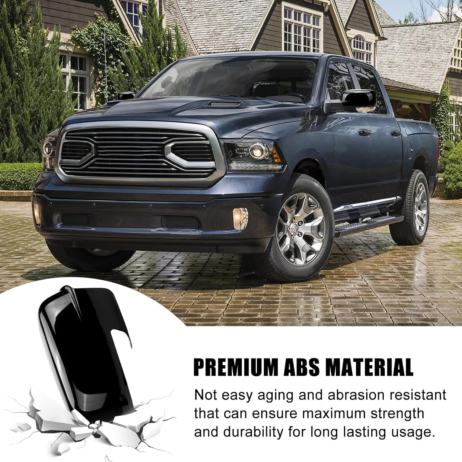 Covelta Mirror Cover Caps Compatible with 2009-2018 Dodge Ram 1500 / 2019-2024 Ram 1500 Classic（Black）
