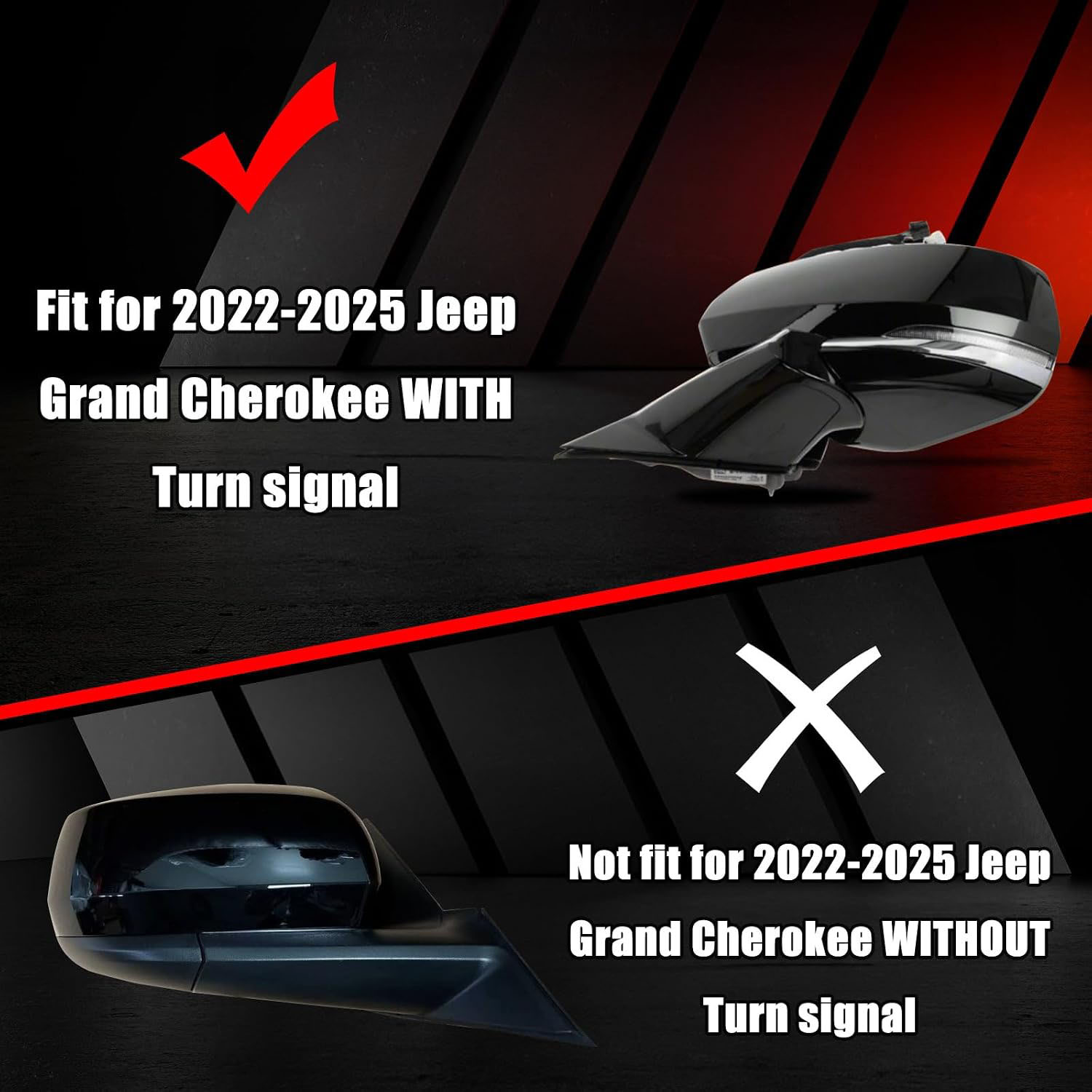 Covelta Mirror Cover Caps Replace for 2022-2025 Jeep Grand Cherokee with Turn Signal
