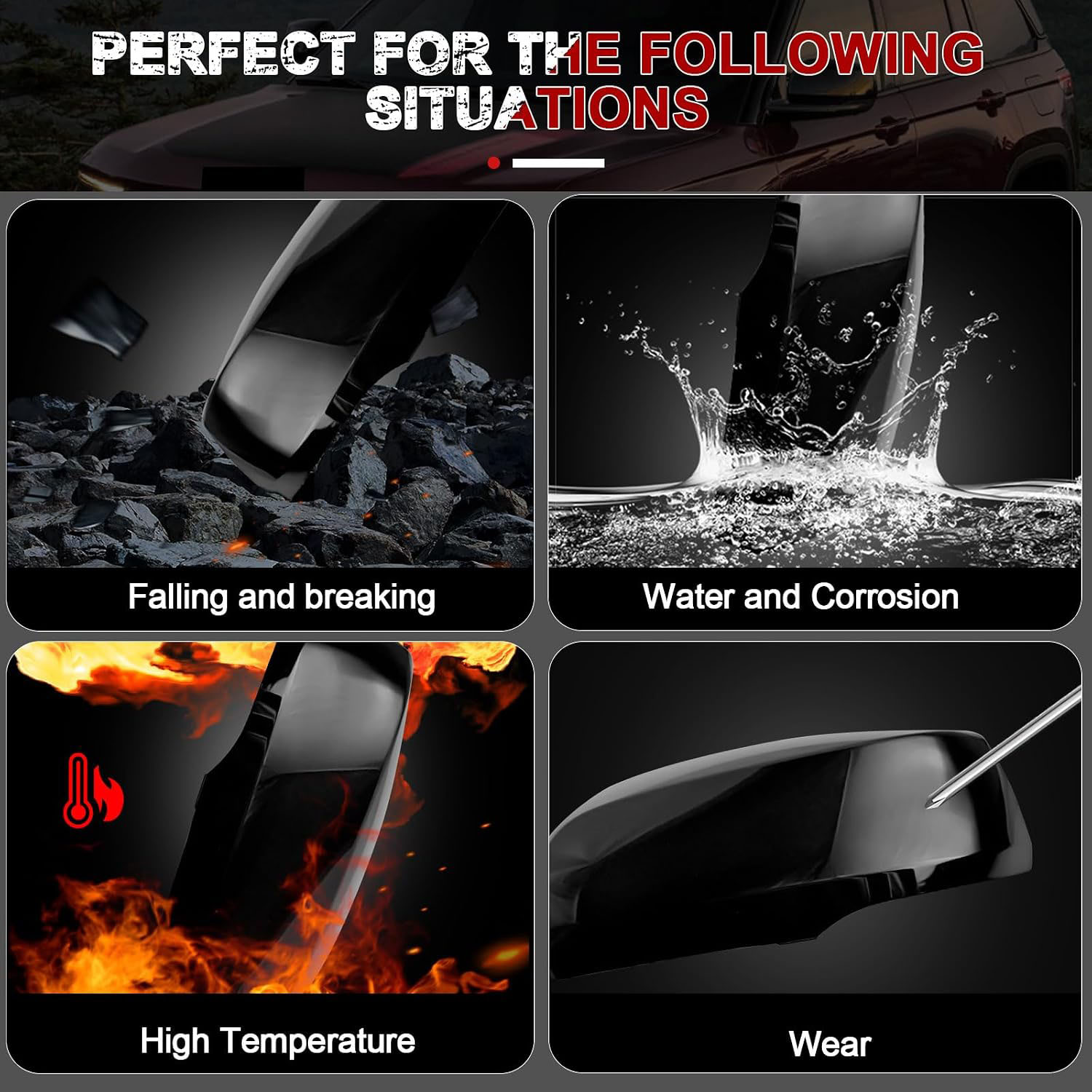 Covelta Mirror Cover Caps Replace for 2022-2025 Jeep Grand Cherokee with Turn Signal