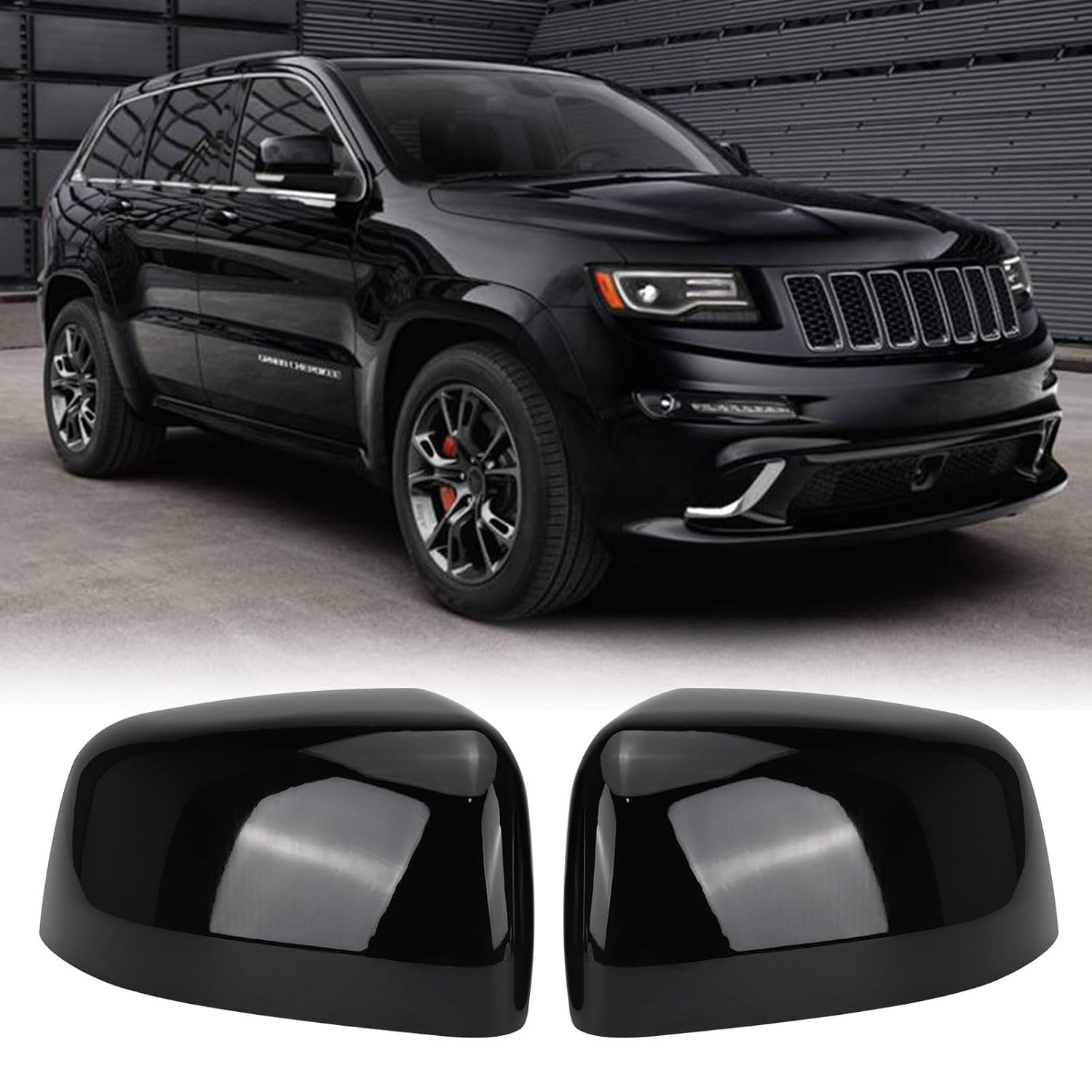 Covelta Mirror Cover Caps Replace for 2011-2021 Jeep Grand Cherokee WK2 / 2011-2024 Dodge Durango（Black）