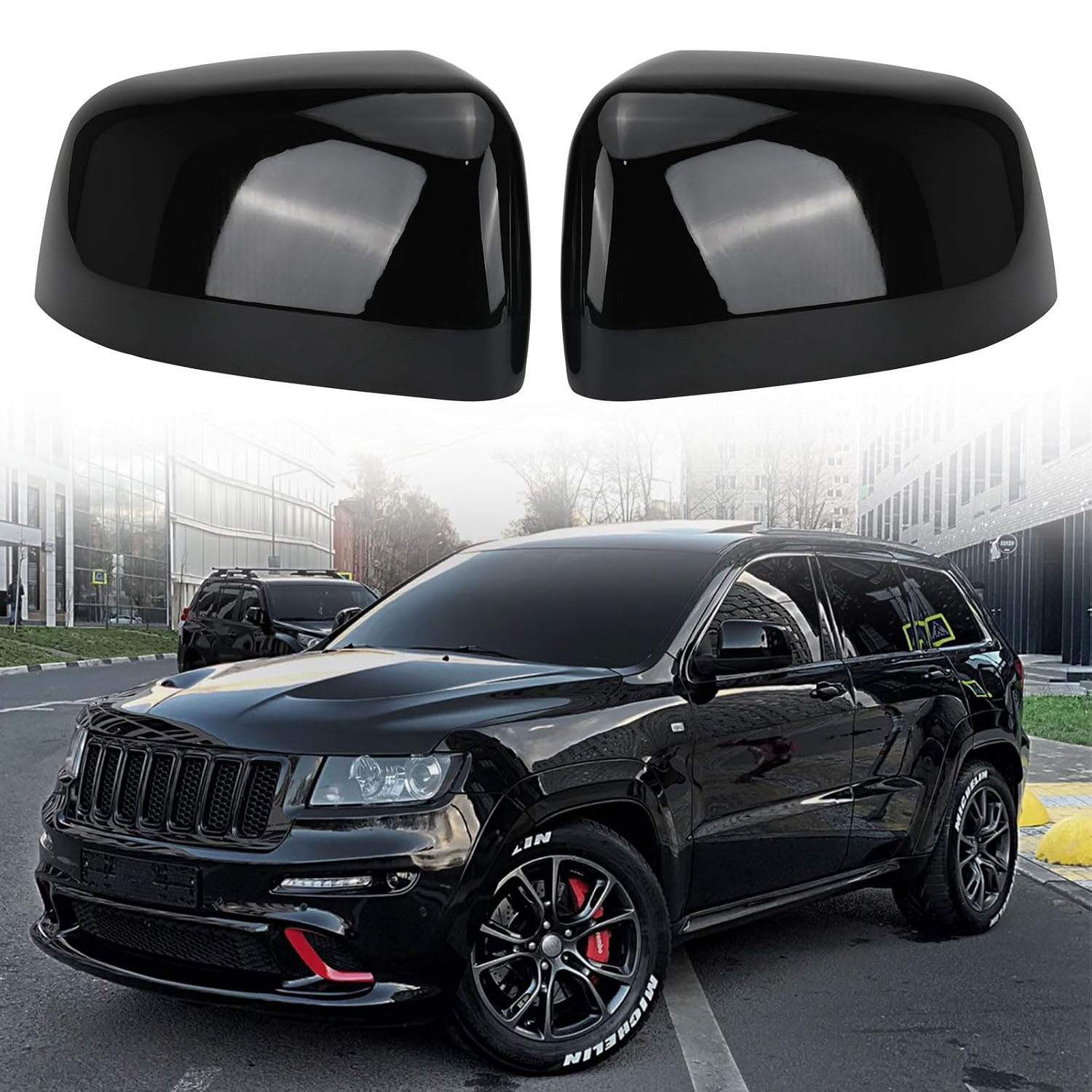 Covelta Mirror Cover Caps Replace for 2011-2021 Jeep Grand Cherokee WK2 / 2011-2024 Dodge Durango（Black）