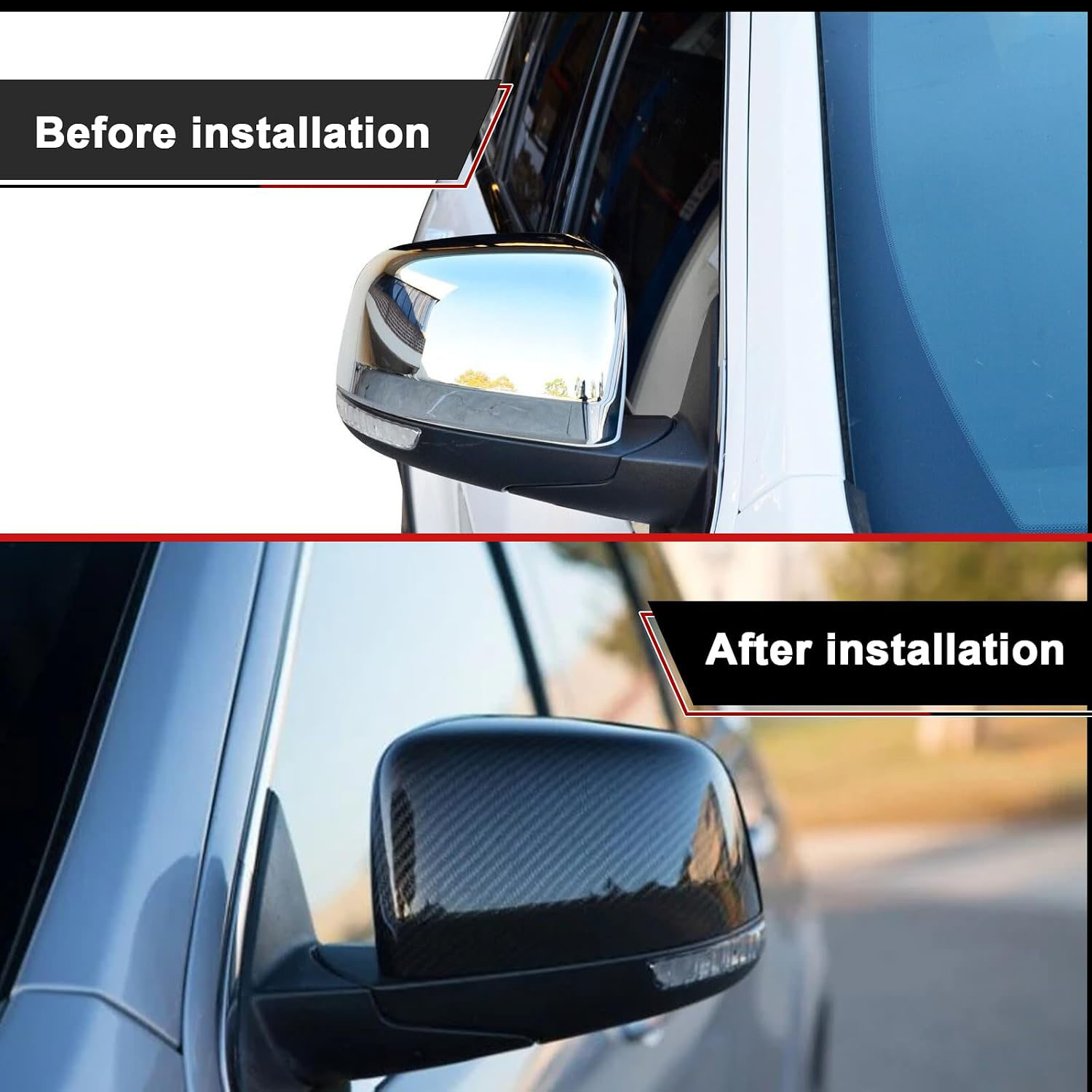 [Copy][Copy]Covelta Mirror Cover Caps Replace for 2011-2021 Jeep Grand Cherokee WK2 / 2011-2024 Dodge Durango（Carbon Fiber）