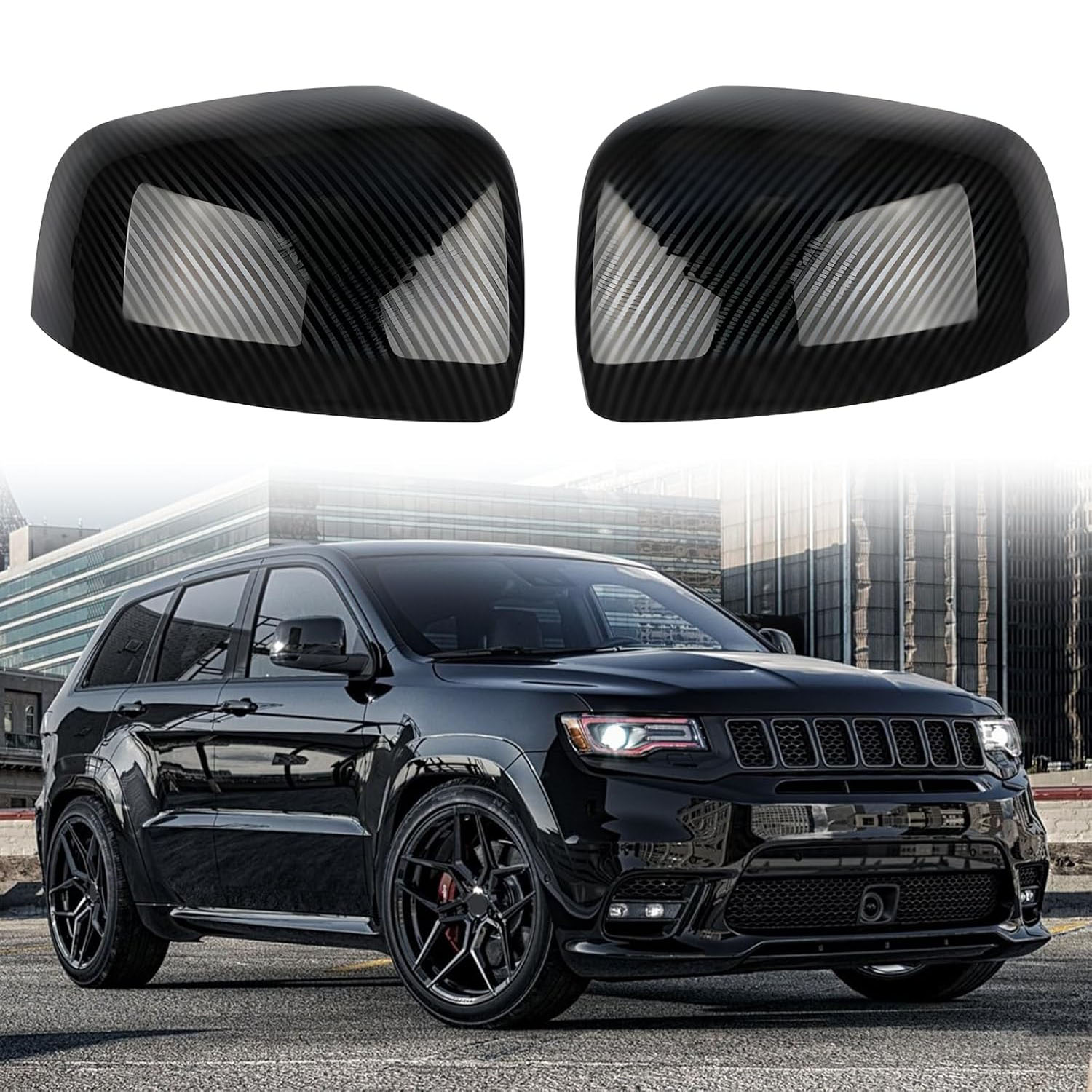 [Copy][Copy]Covelta Mirror Cover Caps Replace for 2011-2021 Jeep Grand Cherokee WK2 / 2011-2024 Dodge Durango（Carbon Fiber）