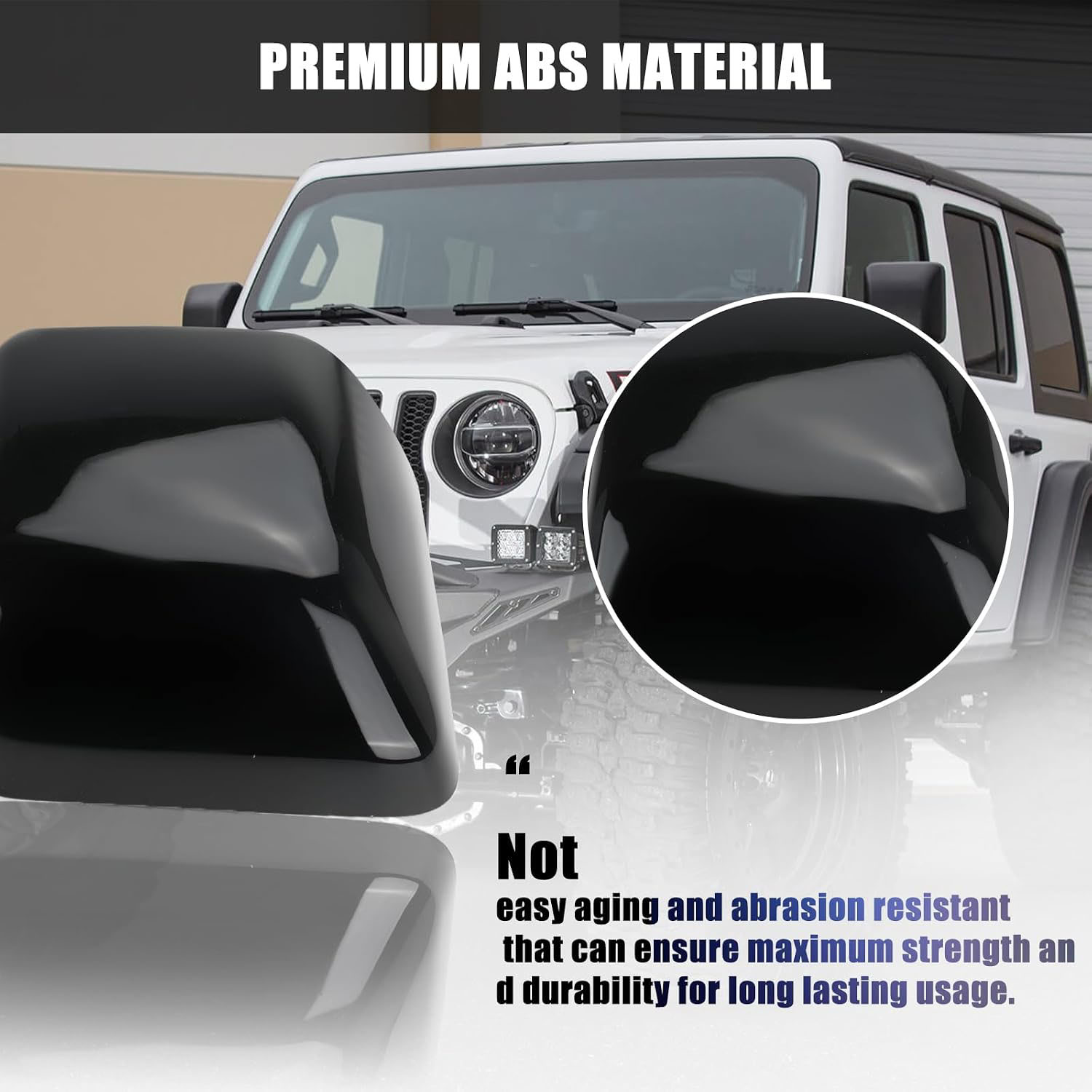 Covelta Mirror Cover Caps Replace for 2018-2025 Jeep Wrangler JL/2020-2025 Gladiator JT(Black)
