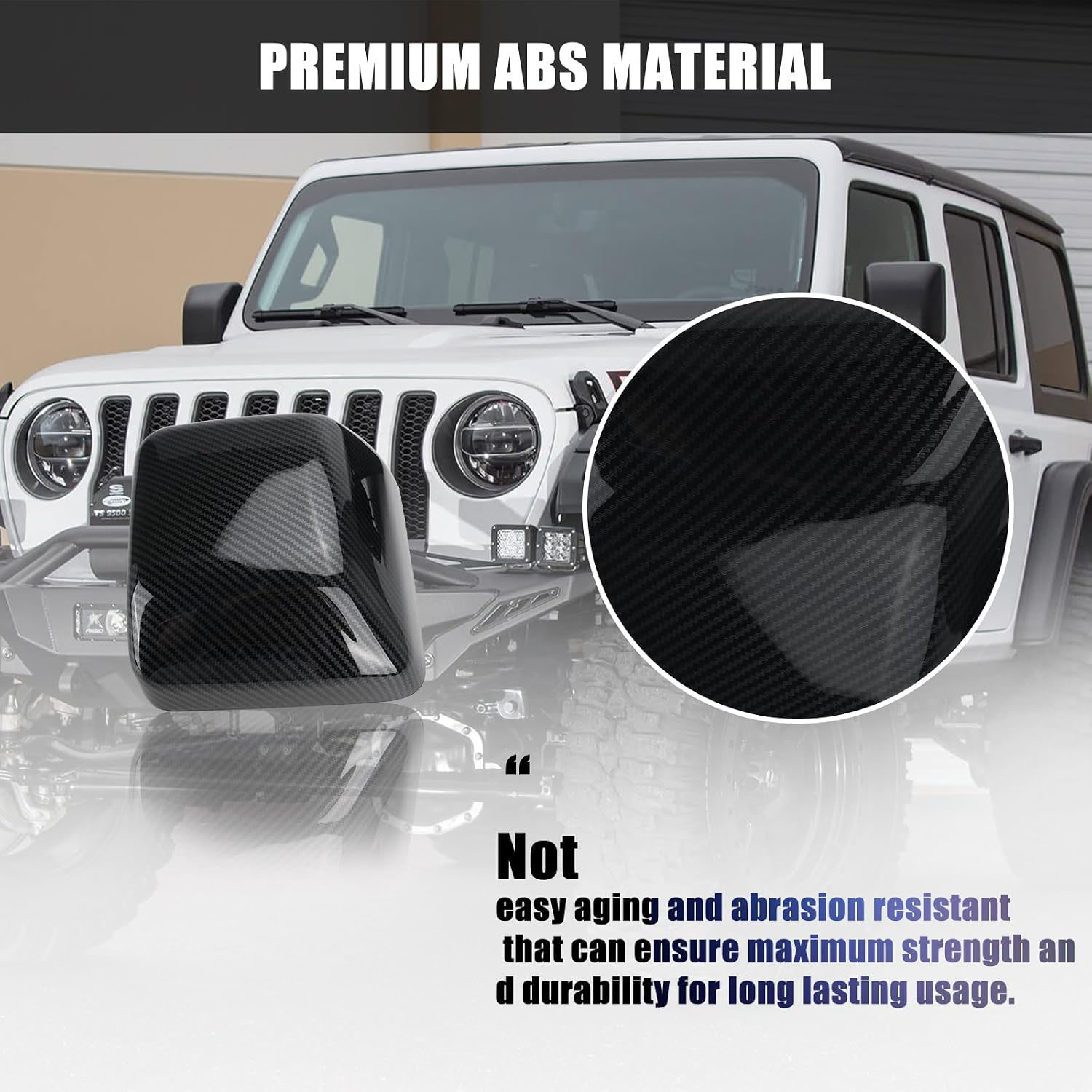 Covelta Mirror Cover Caps Replace for 2018-2025 Jeep Wrangler JL/2020-2025 Gladiator JT(Carbon Fiber)