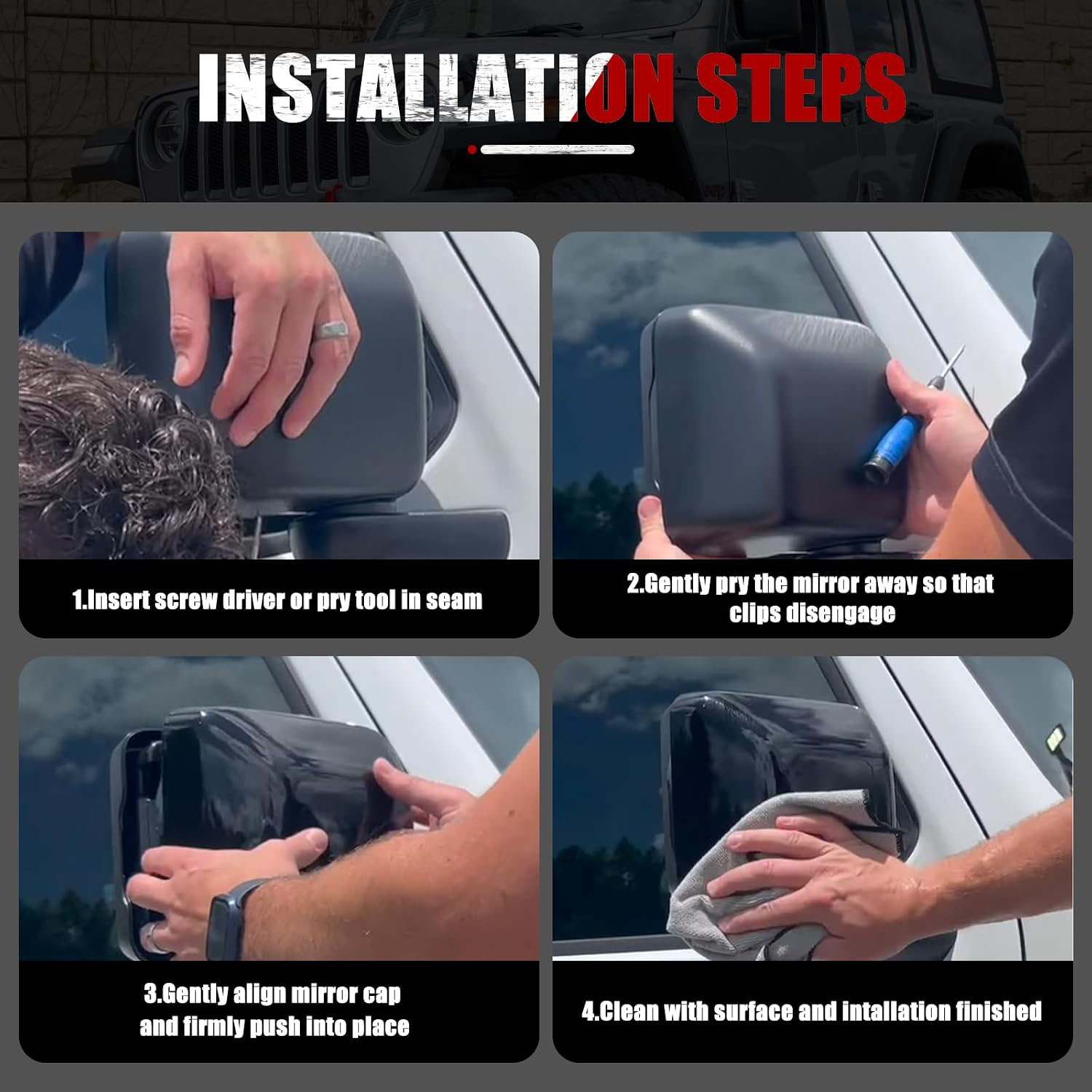 Covelta Mirror Cover Caps Replace for 2018-2025 Jeep Wrangler JL/2020-2025 Gladiator JT(Carbon Fiber)