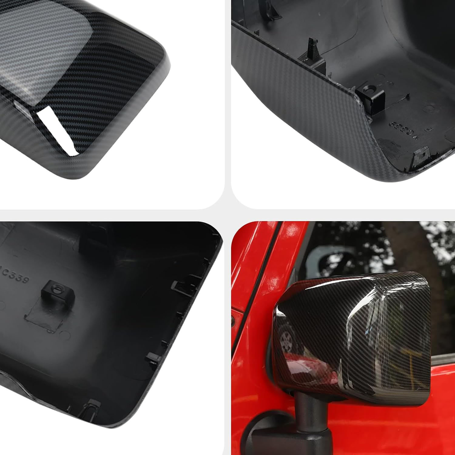 Covelta Mirror Cover Caps Replace for 2018-2025 Jeep Wrangler JL/2020-2025 Gladiator JT(Carbon Fiber)