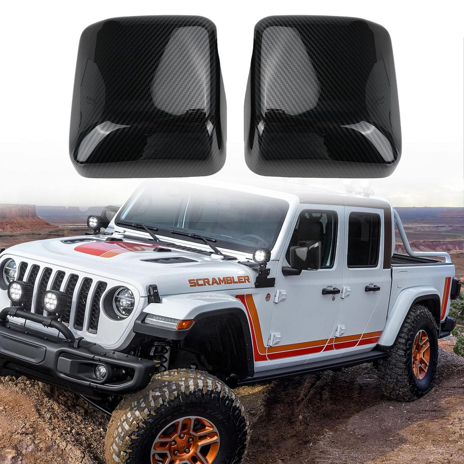 Covelta Mirror Cover Caps Replace for 2018-2025 Jeep Wrangler JL/2020-2025 Gladiator JT(Carbon Fiber)
