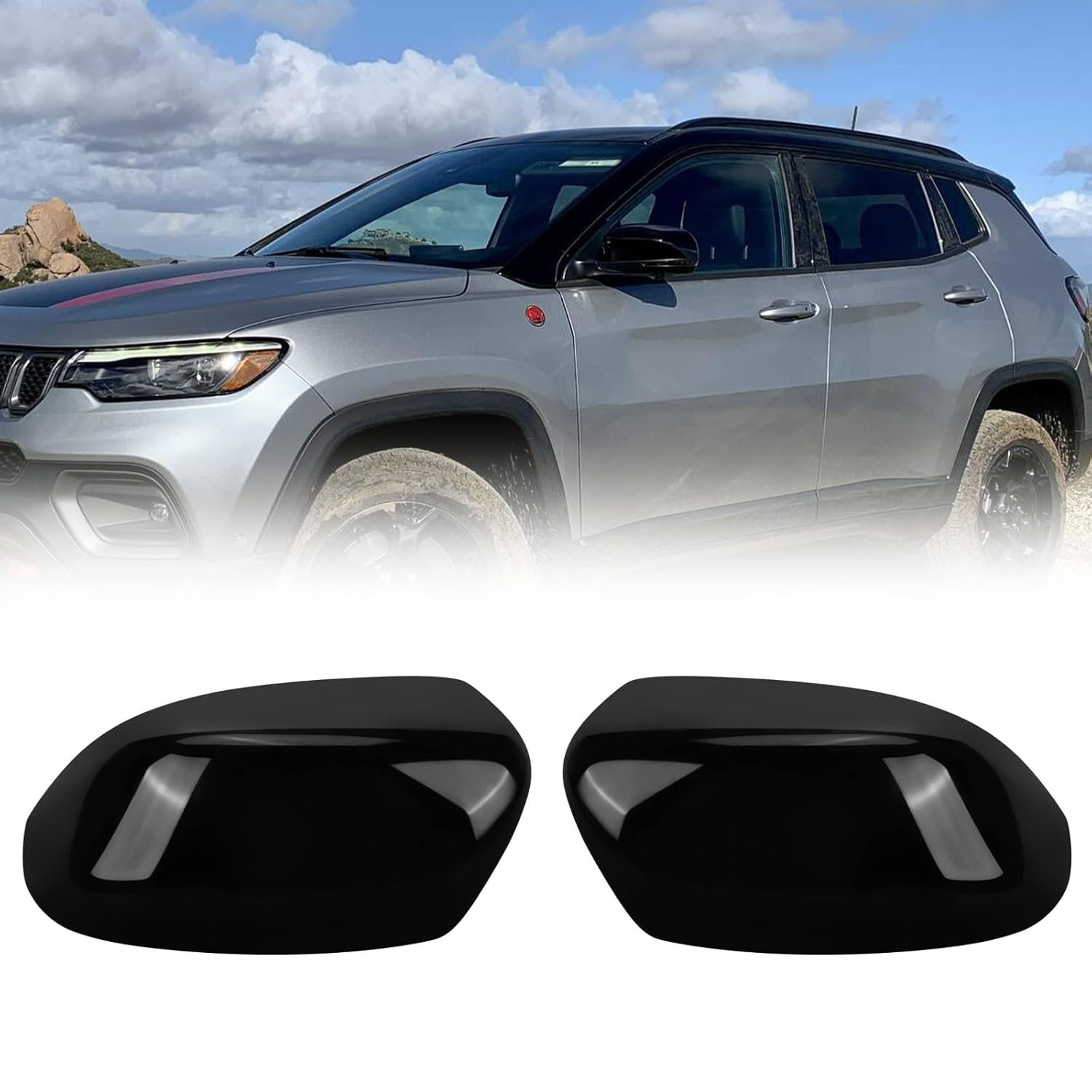 Covelta Mirror Cover Caps Replace for 2014-2024 Jeep Cherokee/2017-2024 Compass