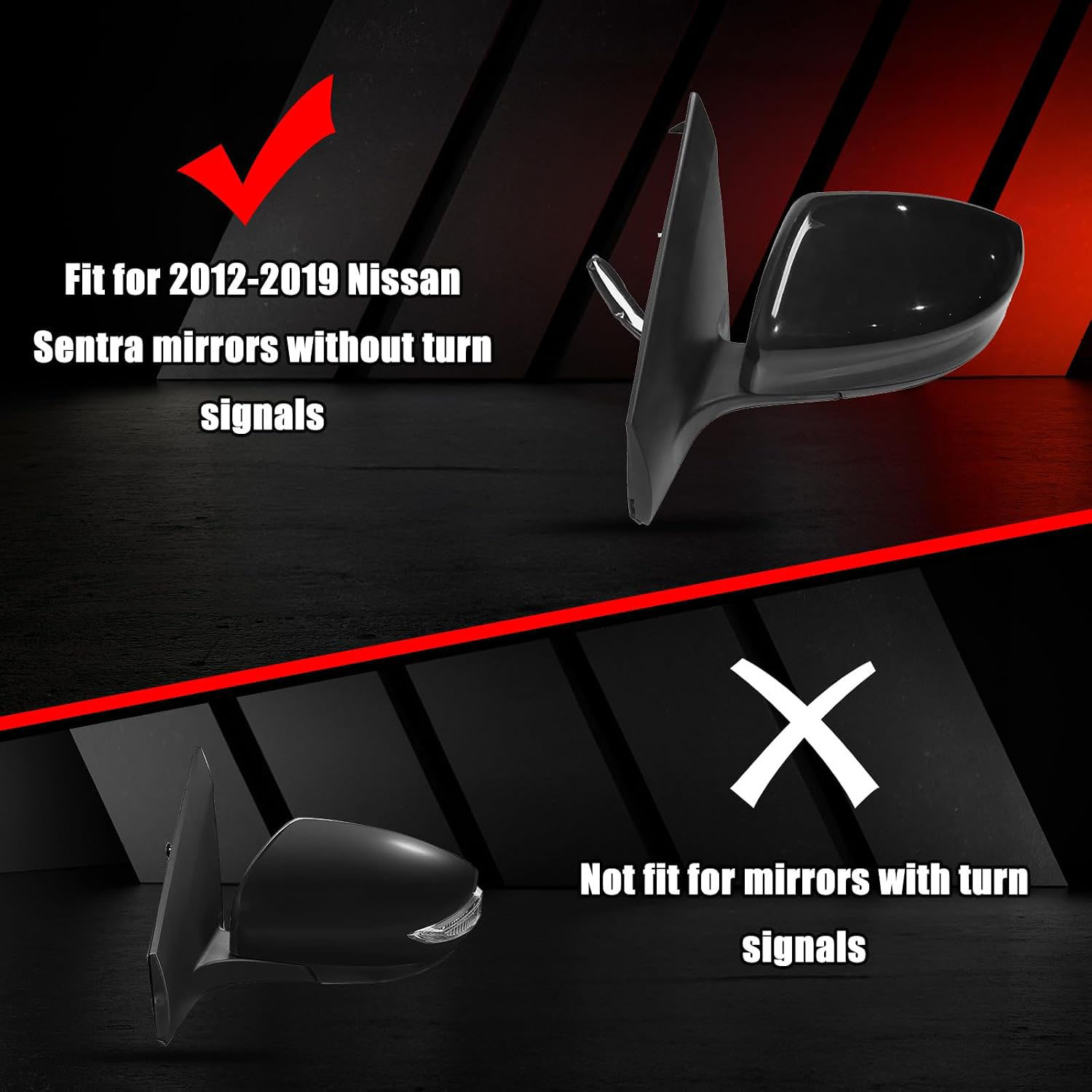 Covelta Mirror Cover Caps Replace for 2013-2019 Nissan Sentra without Turn Signal
