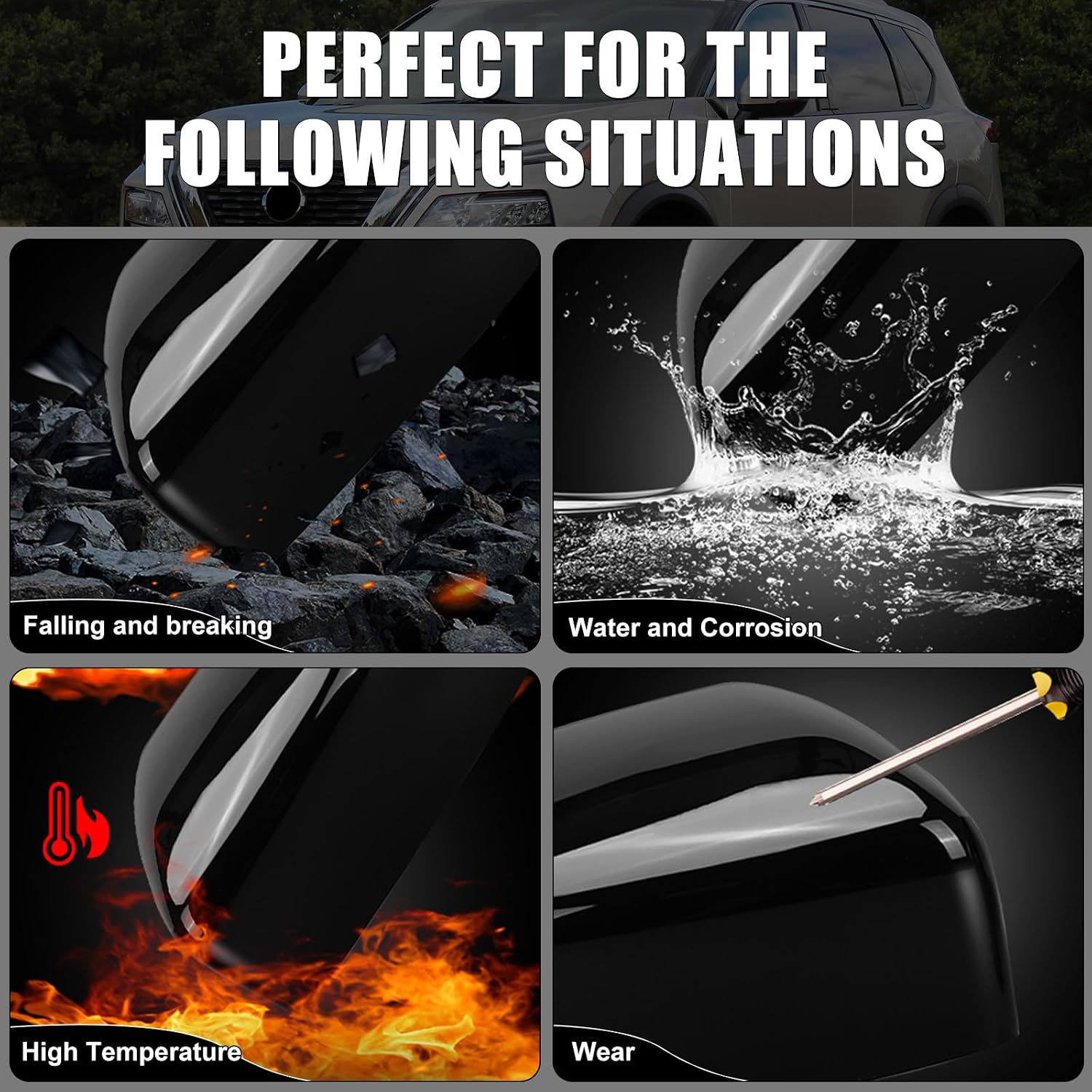 Covelta Mirror Cover Caps Replace for 2013-2019 Nissan Sentra without Turn Signal