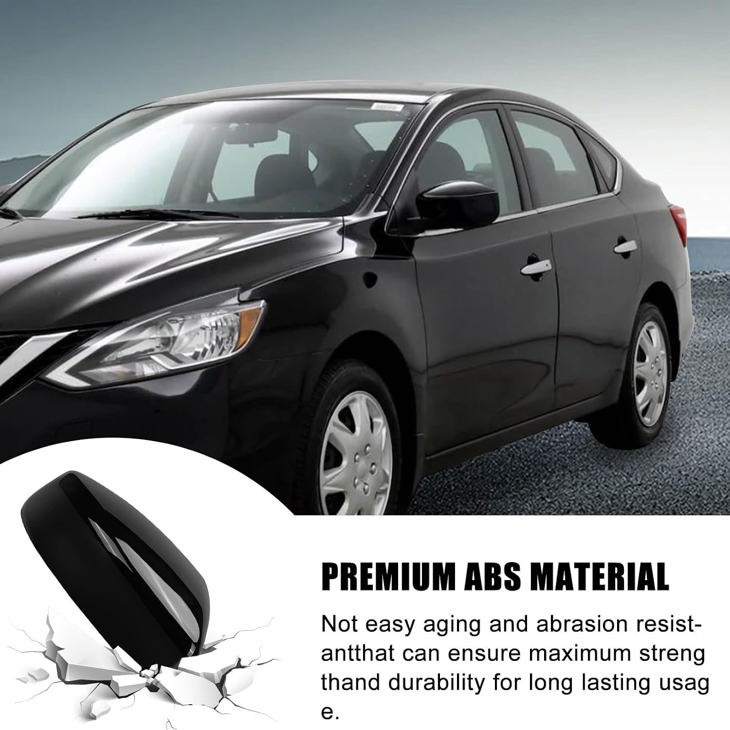 Covelta Mirror Cover Caps Replace for 2013-2019 Nissan Sentra without Turn Signal