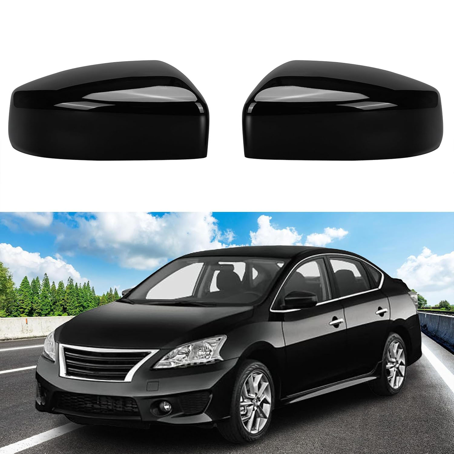 Covelta Mirror Cover Caps Replace for 2013-2019 Nissan Sentra without Turn Signal